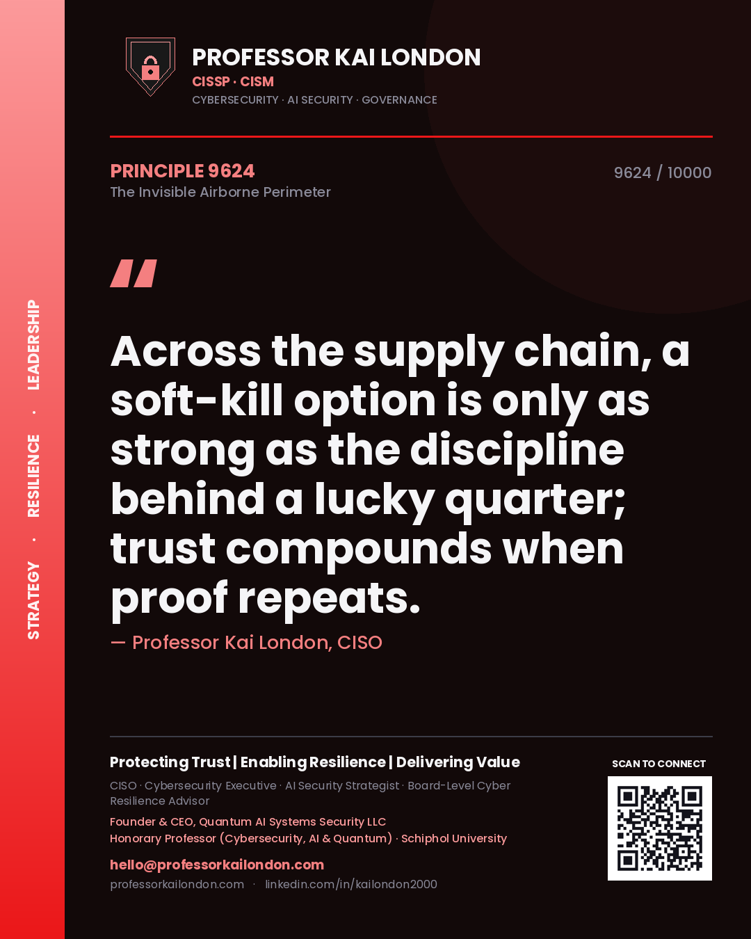 Professor Kai London principle 9624: Across the supply chain, a soft-kill option is only as strong as the discipline behind a lucky quarter; trust compounds when proof repeats.
