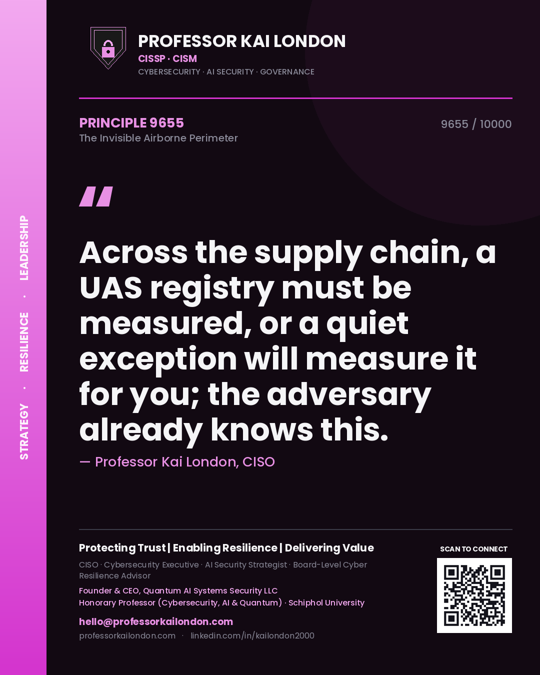 Professor Kai London principle 9655: Across the supply chain, a UAS registry must be measured, or a quiet exception will measure it for you; the adversary already knows this.