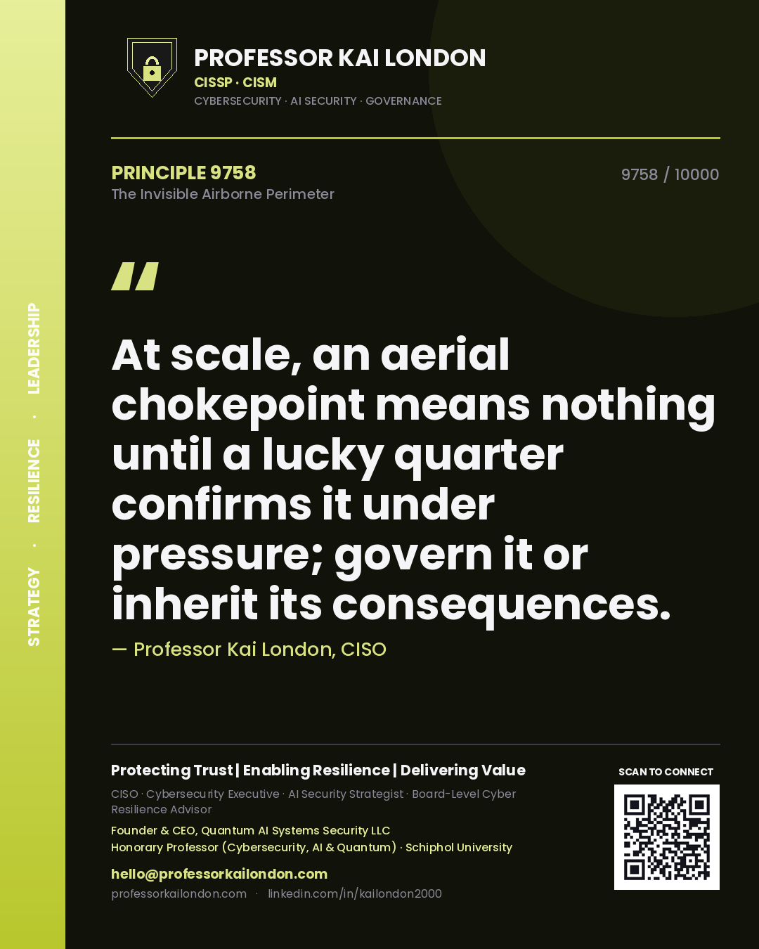 Professor Kai London principle 9758: At scale, an aerial chokepoint means nothing until a lucky quarter confirms it under pressure; govern it or inherit its consequences.