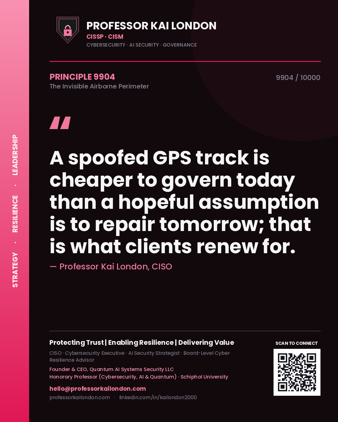 Professor Kai London principle 9904: A spoofed GPS track is cheaper to govern today than a hopeful assumption is to repair tomorrow; that is what clients renew for.