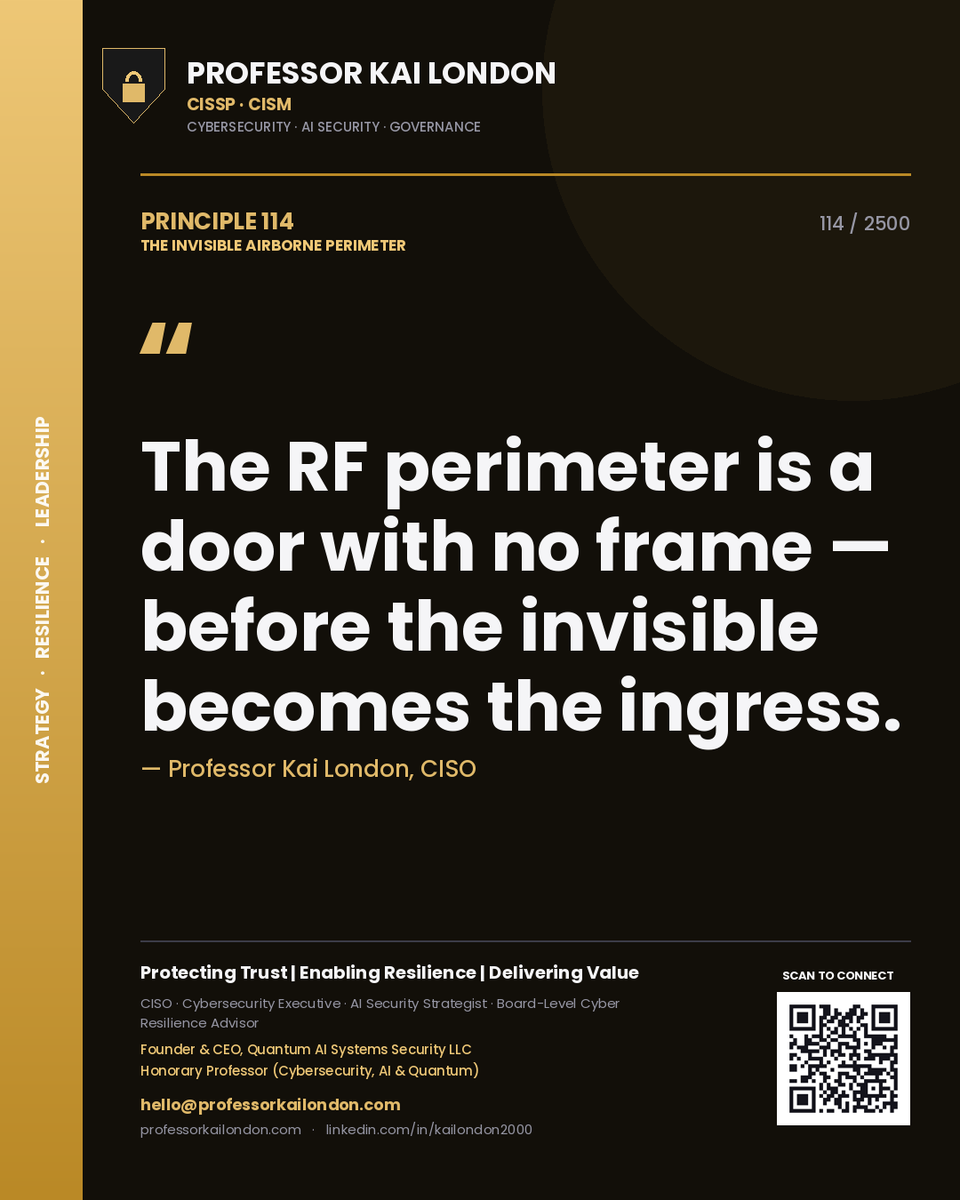 Professor Kai London principle 114: The RF perimeter is a door with no frame — before the invisible becomes the ingress.