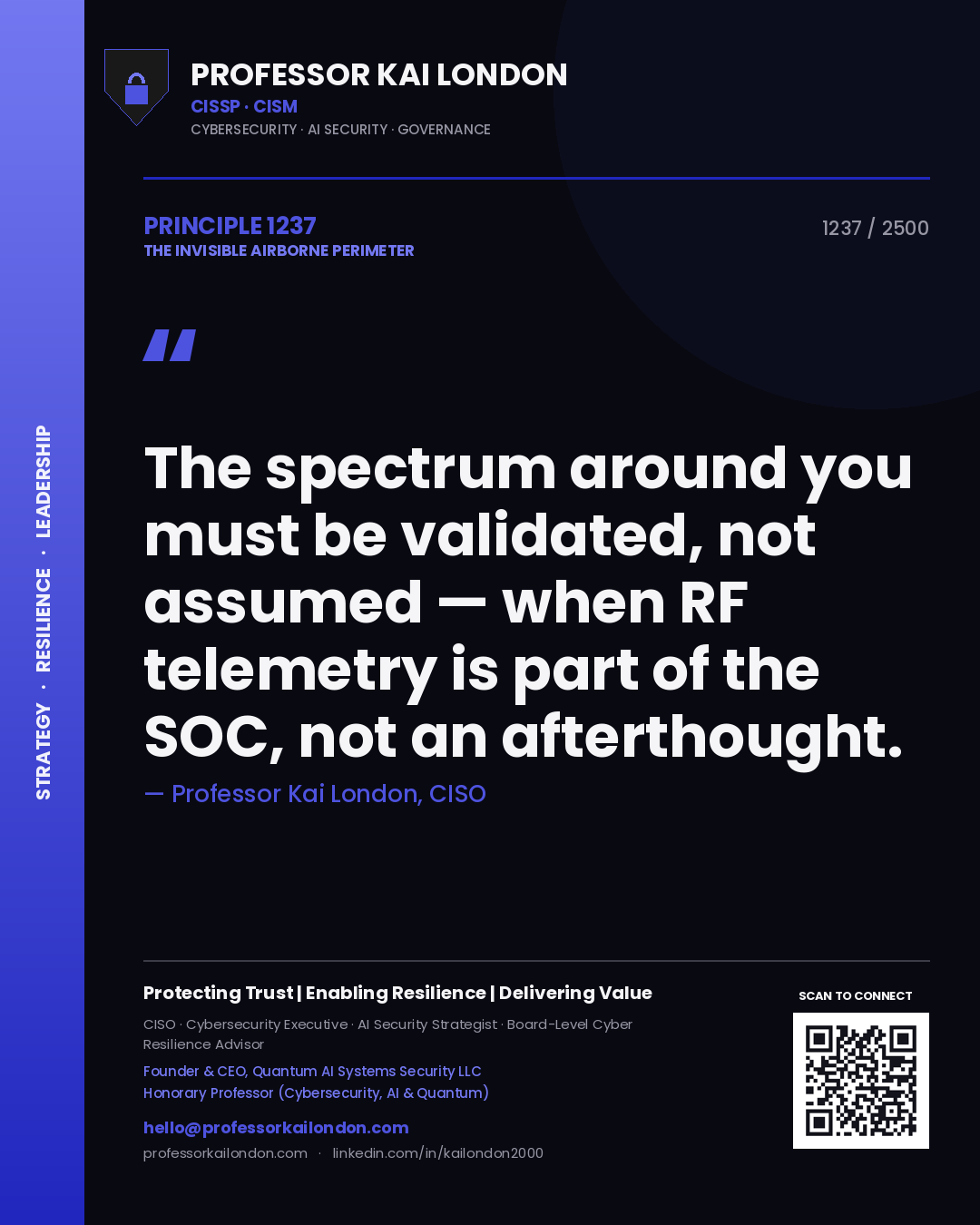 Professor Kai London principle 1237: The spectrum around you must be validated, not assumed — when RF telemetry is part of the SOC, not an afterthought.