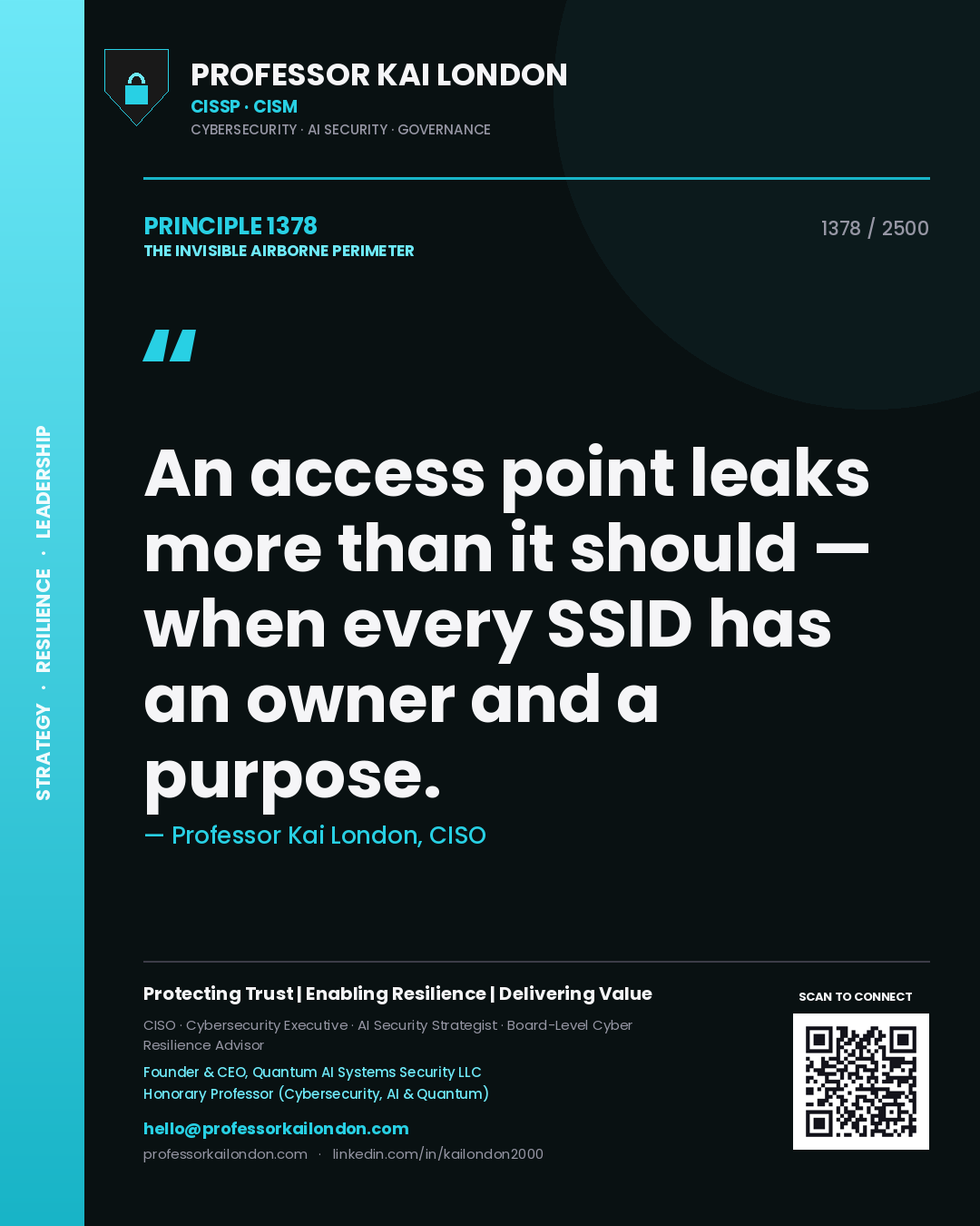 Professor Kai London principle 1378: An access point leaks more than it should — when every SSID has an owner and a purpose.