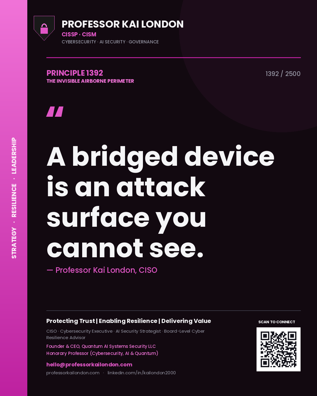 Professor Kai London principle 1392: A bridged device is an attack surface you cannot see.
