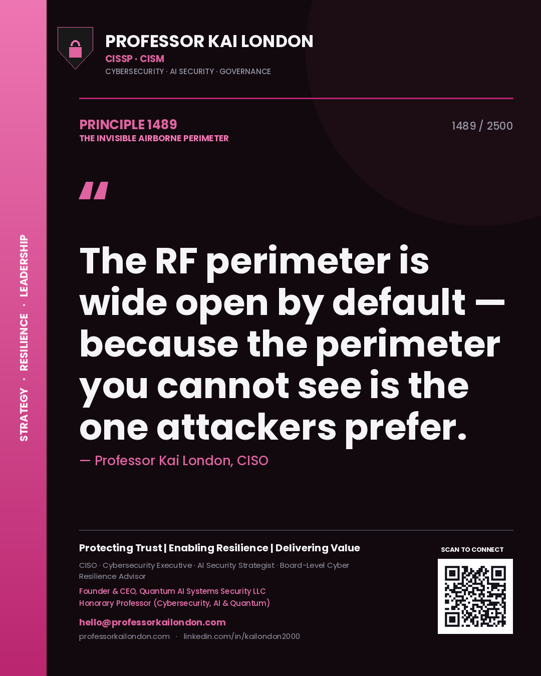Professor Kai London principle 1489: The RF perimeter is wide open by default — because the perimeter you cannot see is the one attackers prefer.