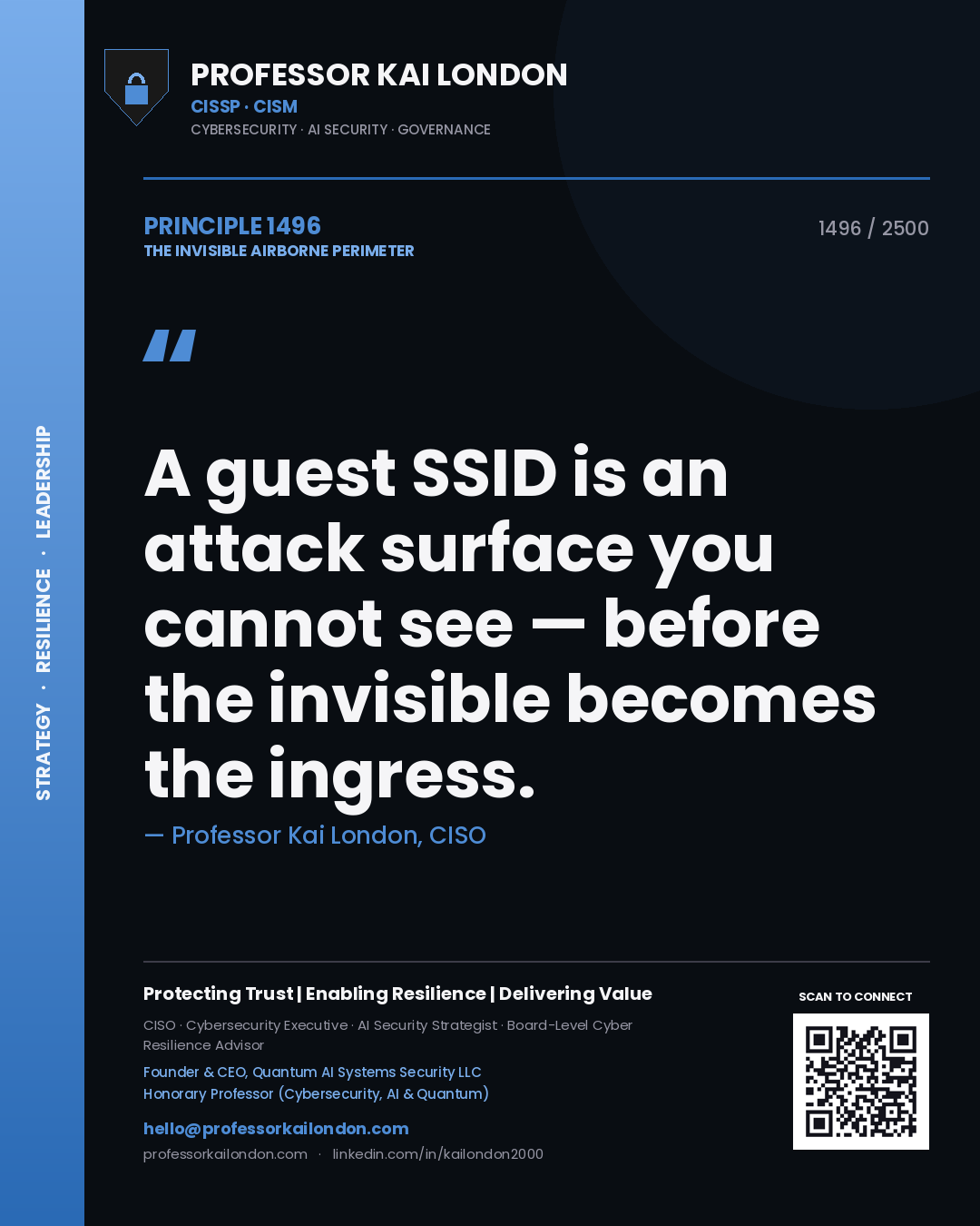 Professor Kai London principle 1496: A guest SSID is an attack surface you cannot see — before the invisible becomes the ingress.