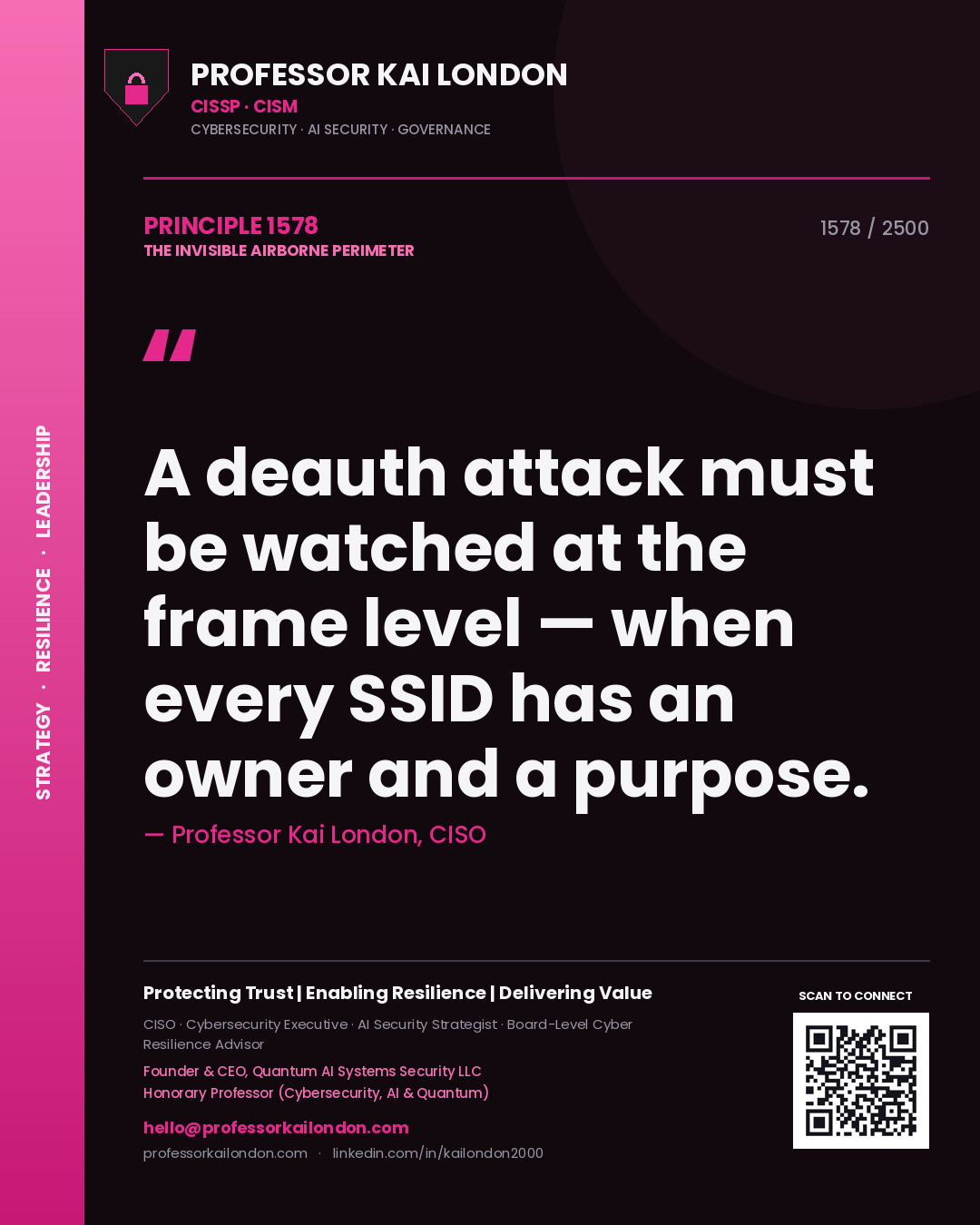 Professor Kai London principle 1578: A deauth attack must be watched at the frame level — when every SSID has an owner and a purpose.