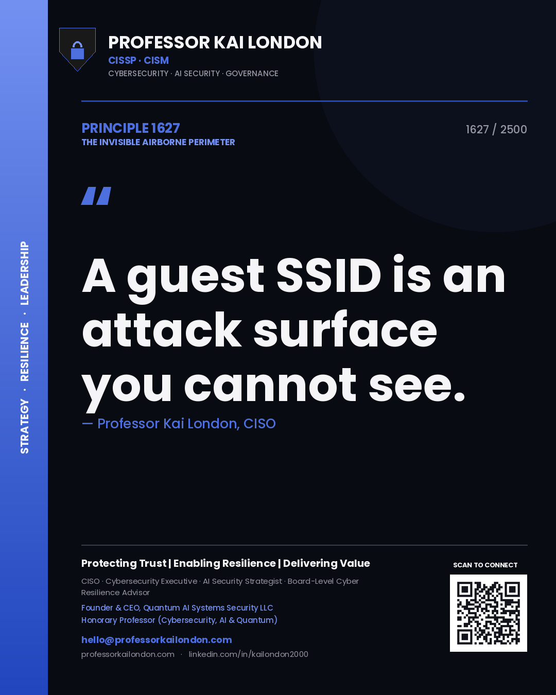 Professor Kai London principle 1627: A guest SSID is an attack surface you cannot see.