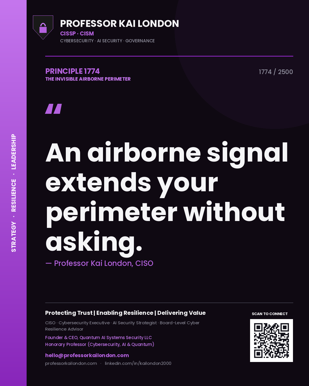 Professor Kai London principle 1774: An airborne signal extends your perimeter without asking.