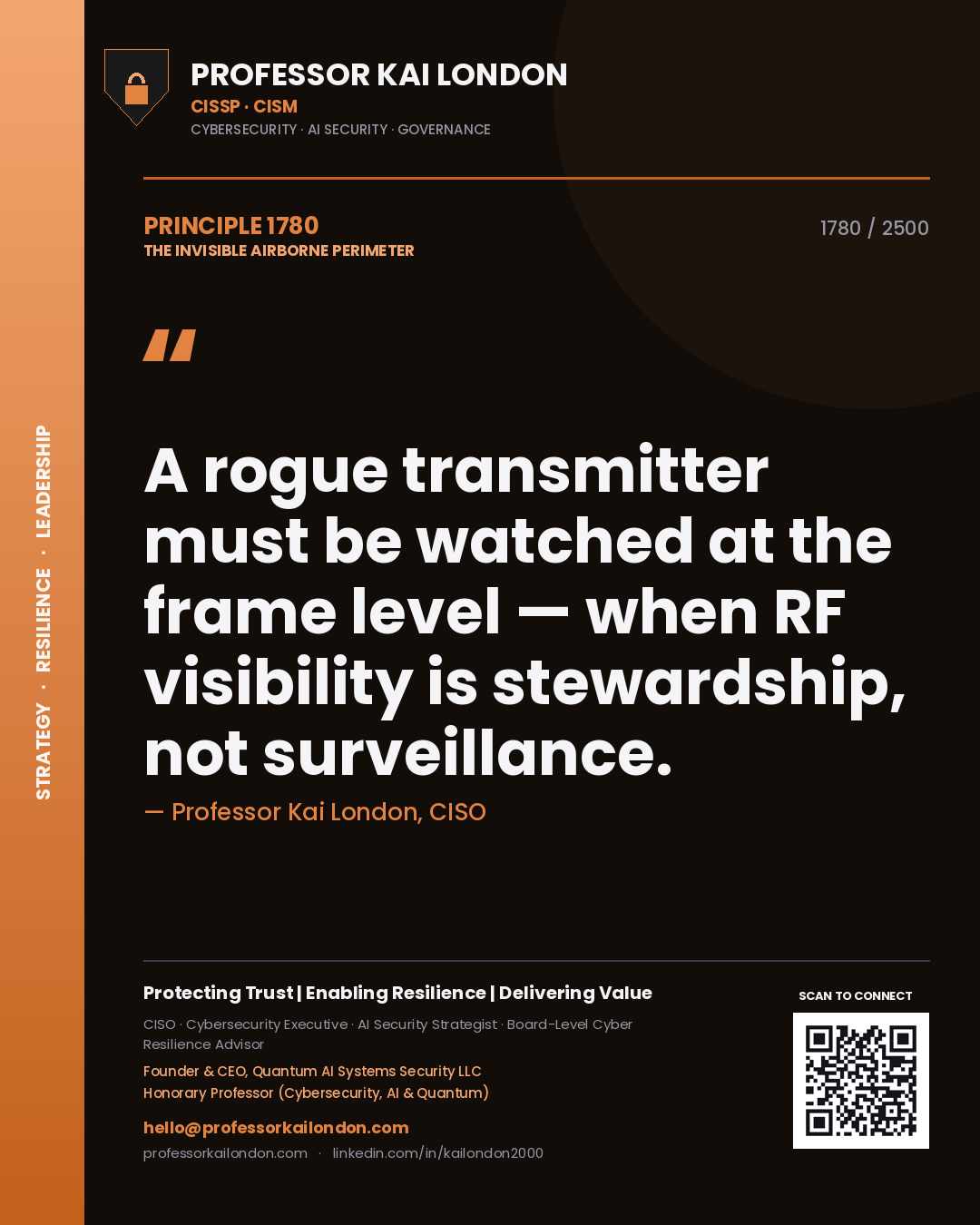 Professor Kai London principle 1780: A rogue transmitter must be watched at the frame level — when RF visibility is stewardship, not surveillance.