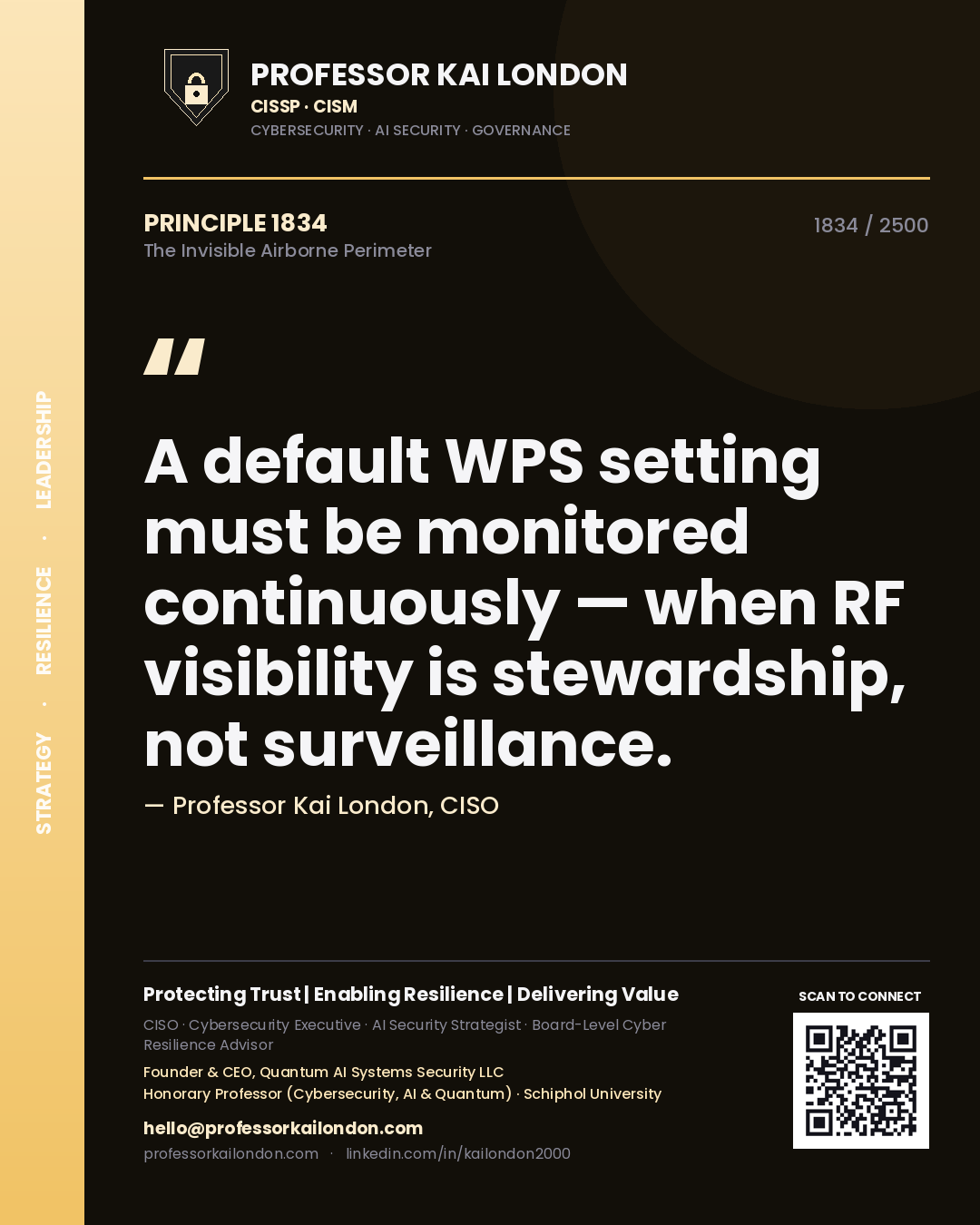 Professor Kai London principle 1834: A default WPS setting must be monitored continuously — when RF visibility is stewardship, not surveillance.