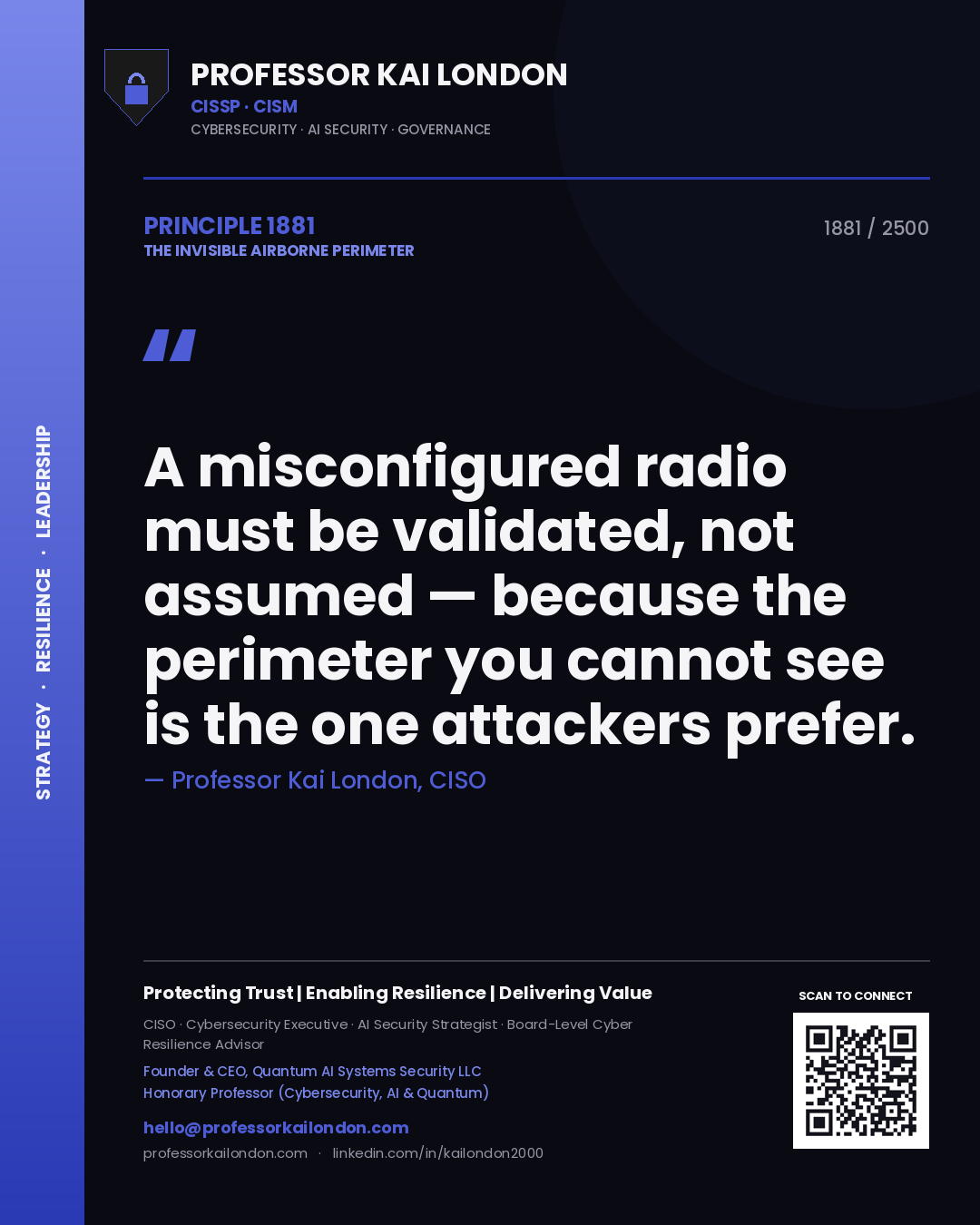 Professor Kai London principle 1881: A misconfigured radio must be validated, not assumed — because the perimeter you cannot see is the one attackers prefer.