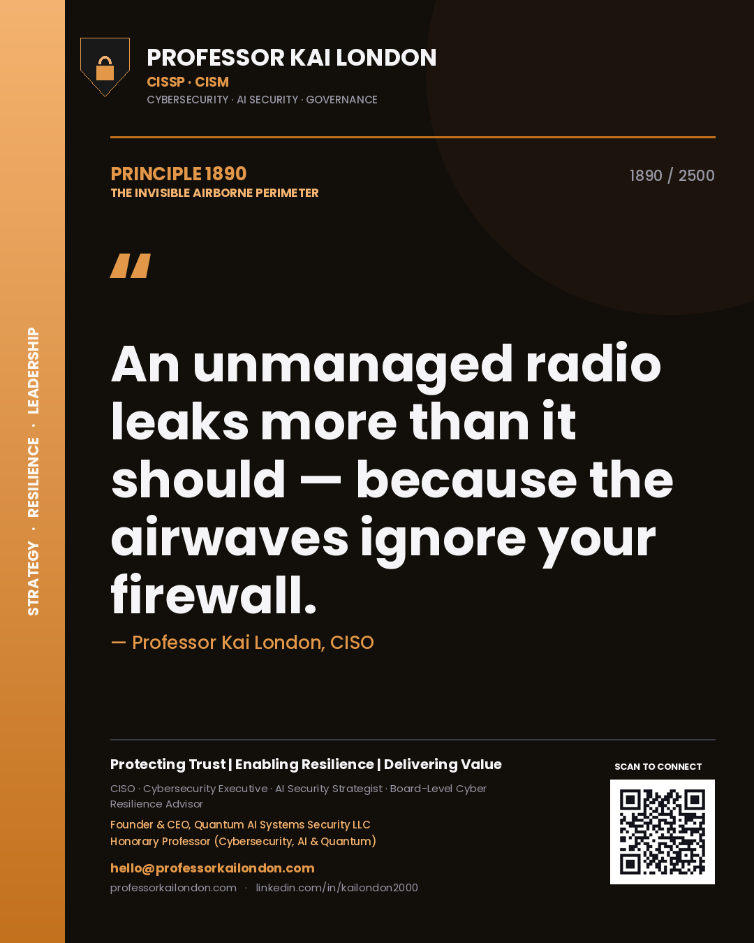 Professor Kai London principle 1890: An unmanaged radio leaks more than it should — because the airwaves ignore your firewall.