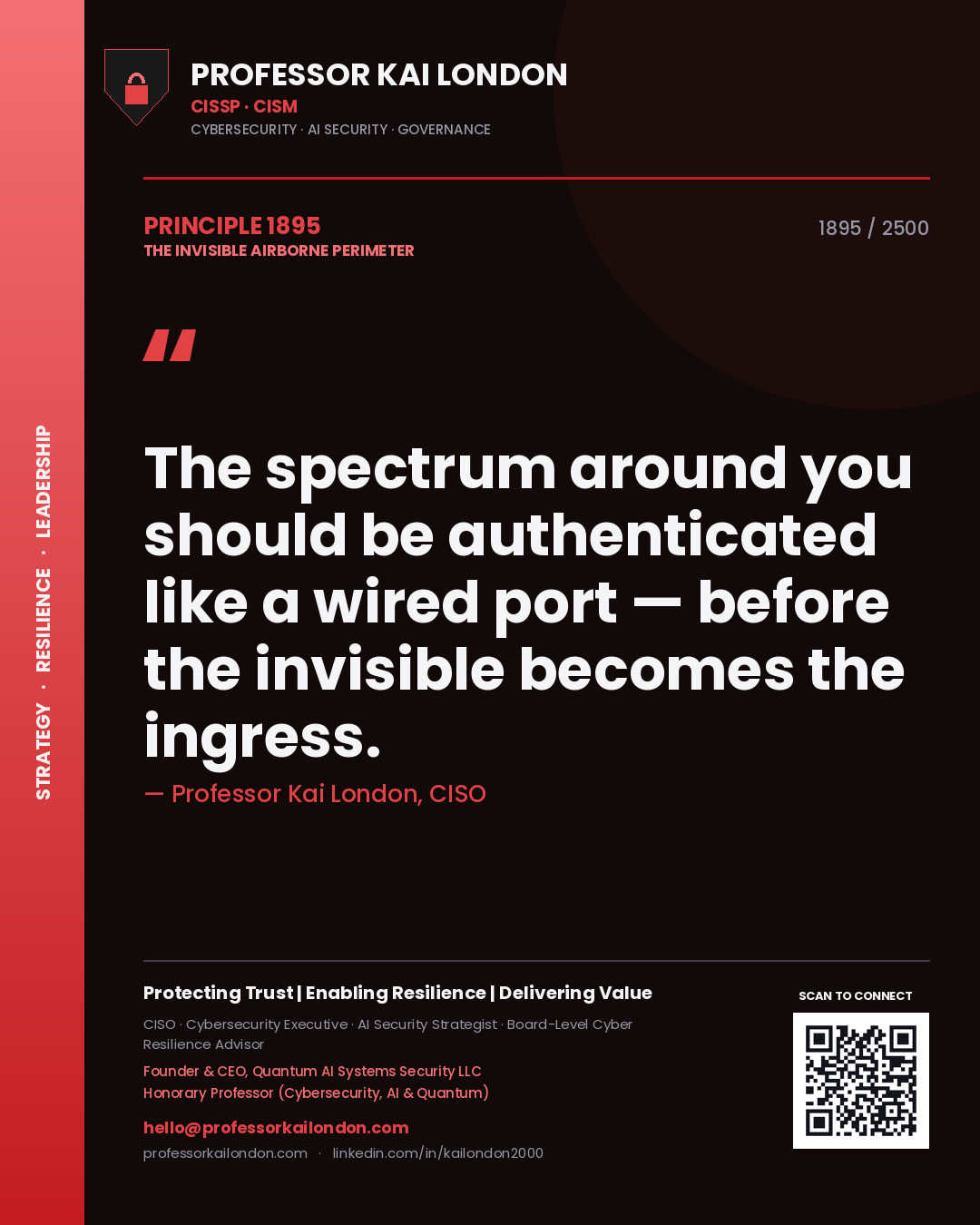 Professor Kai London principle 1895: The spectrum around you should be authenticated like a wired port — before the invisible becomes the ingress.