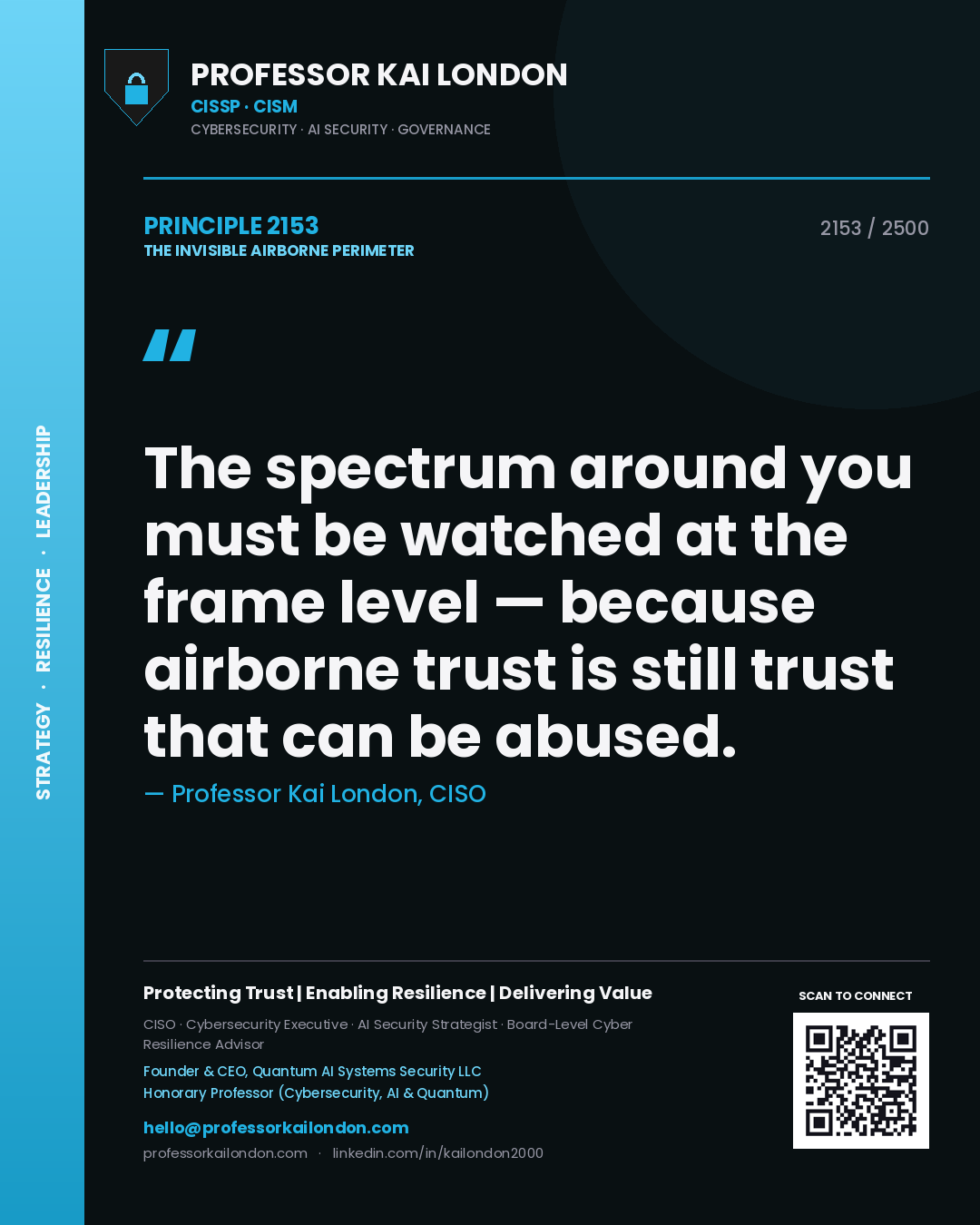 Professor Kai London principle 2153: The spectrum around you must be watched at the frame level — because airborne trust is still trust that can be abused.