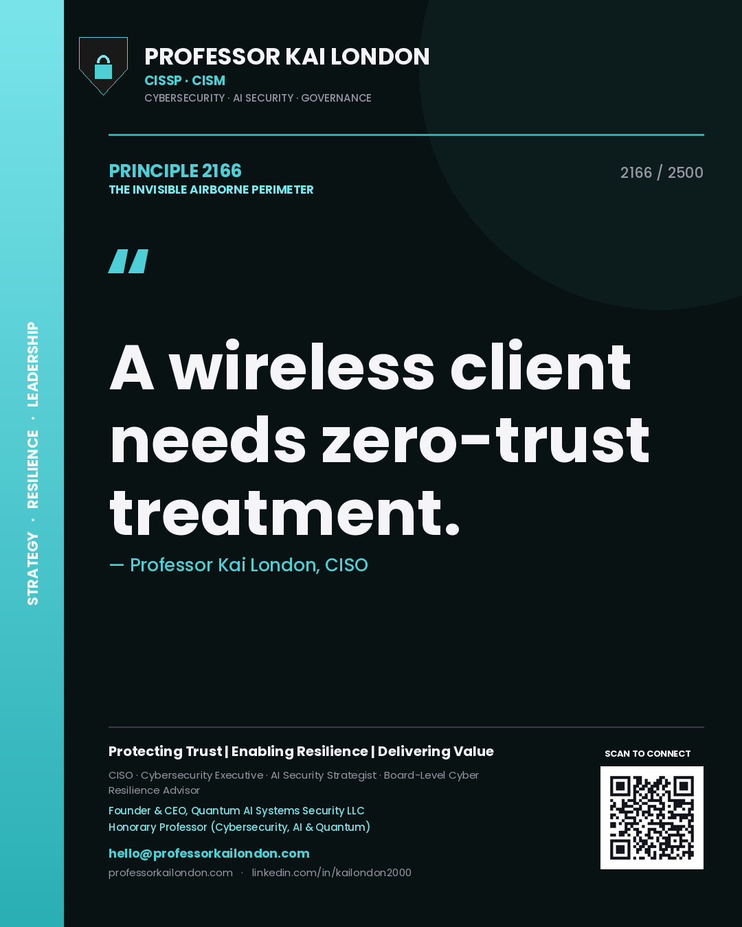 Professor Kai London principle 2166: A wireless client needs zero-trust treatment.