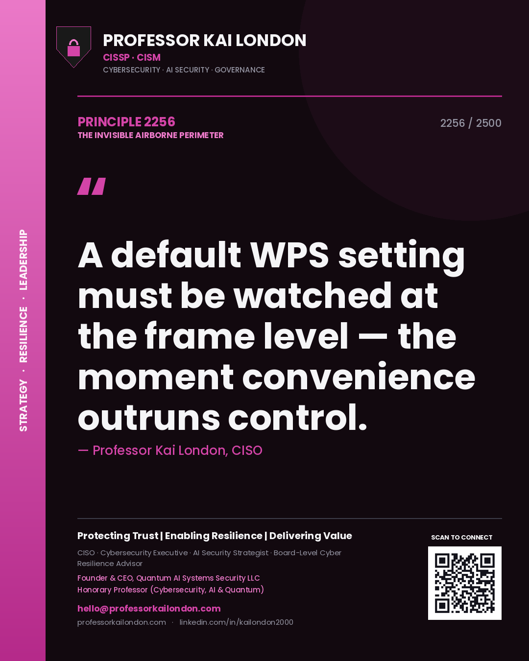 Professor Kai London principle 2256: A default WPS setting must be watched at the frame level — the moment convenience outruns control.