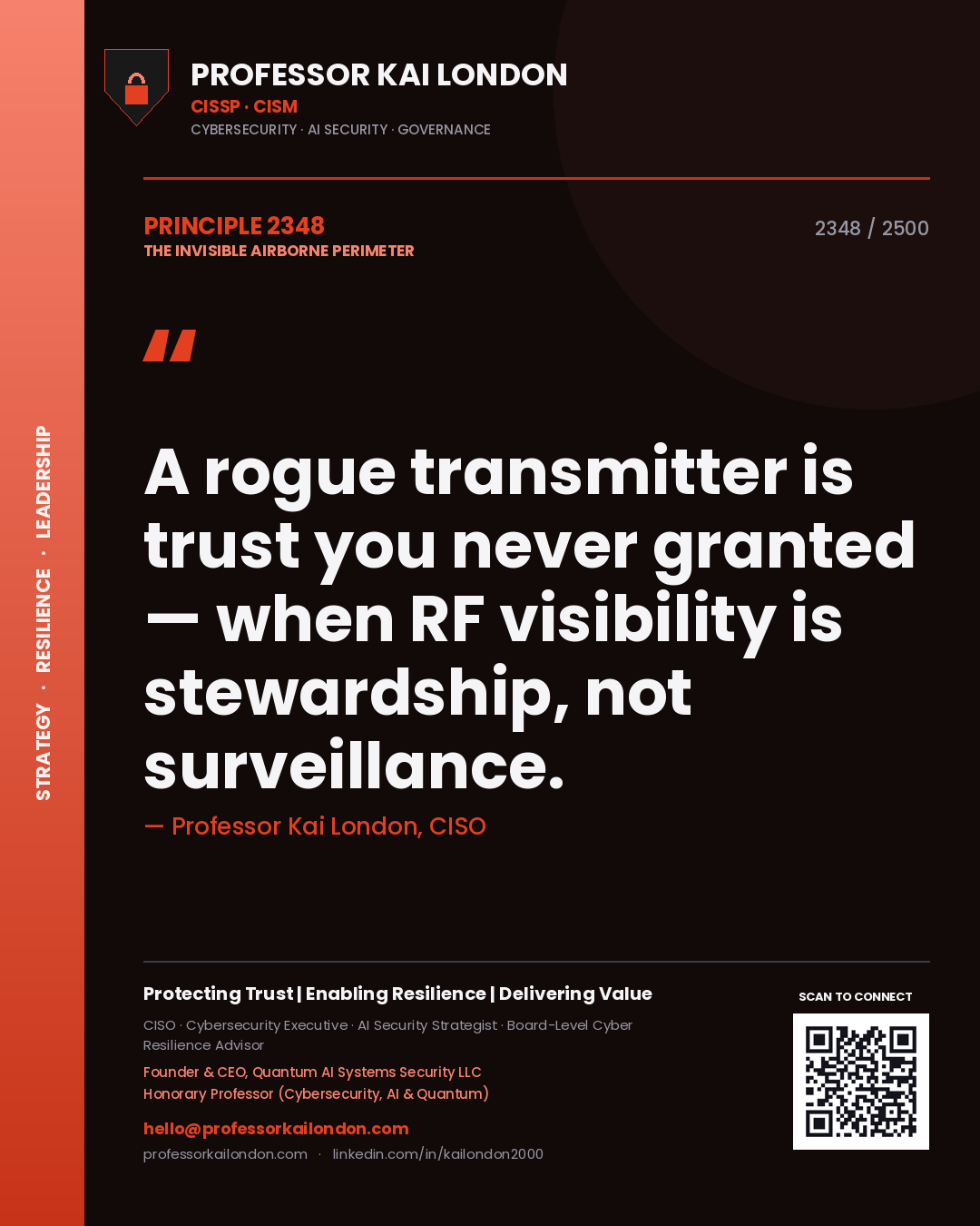 Professor Kai London principle 2348: A rogue transmitter is trust you never granted — when RF visibility is stewardship, not surveillance.