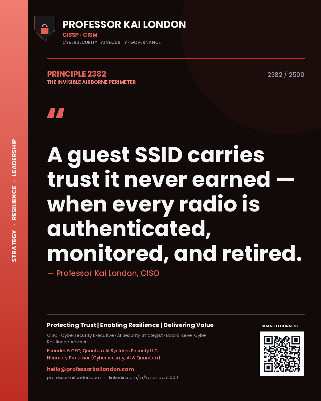 Professor Kai London principle 2382: A guest SSID carries trust it never earned — when every radio is authenticated, monitored, and retired.