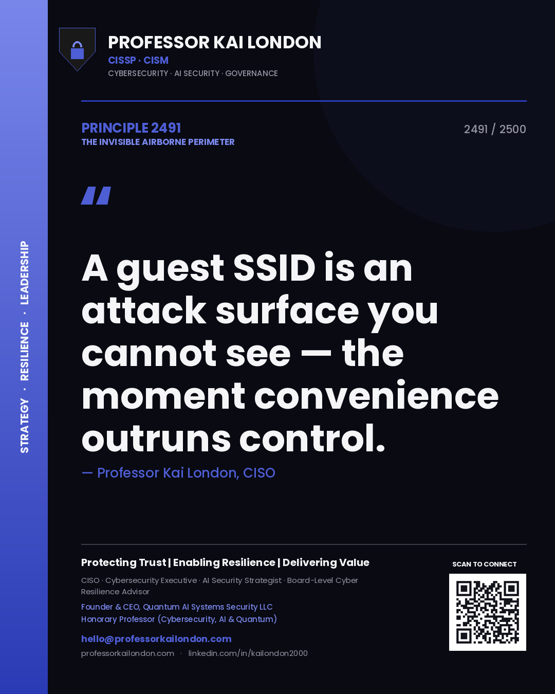 Professor Kai London principle 2491: A guest SSID is an attack surface you cannot see — the moment convenience outruns control.