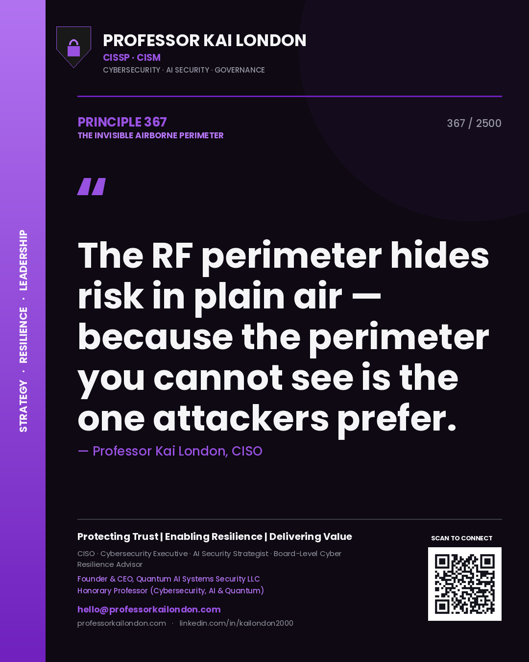 Professor Kai London principle 367: The RF perimeter hides risk in plain air — because the perimeter you cannot see is the one attackers prefer.