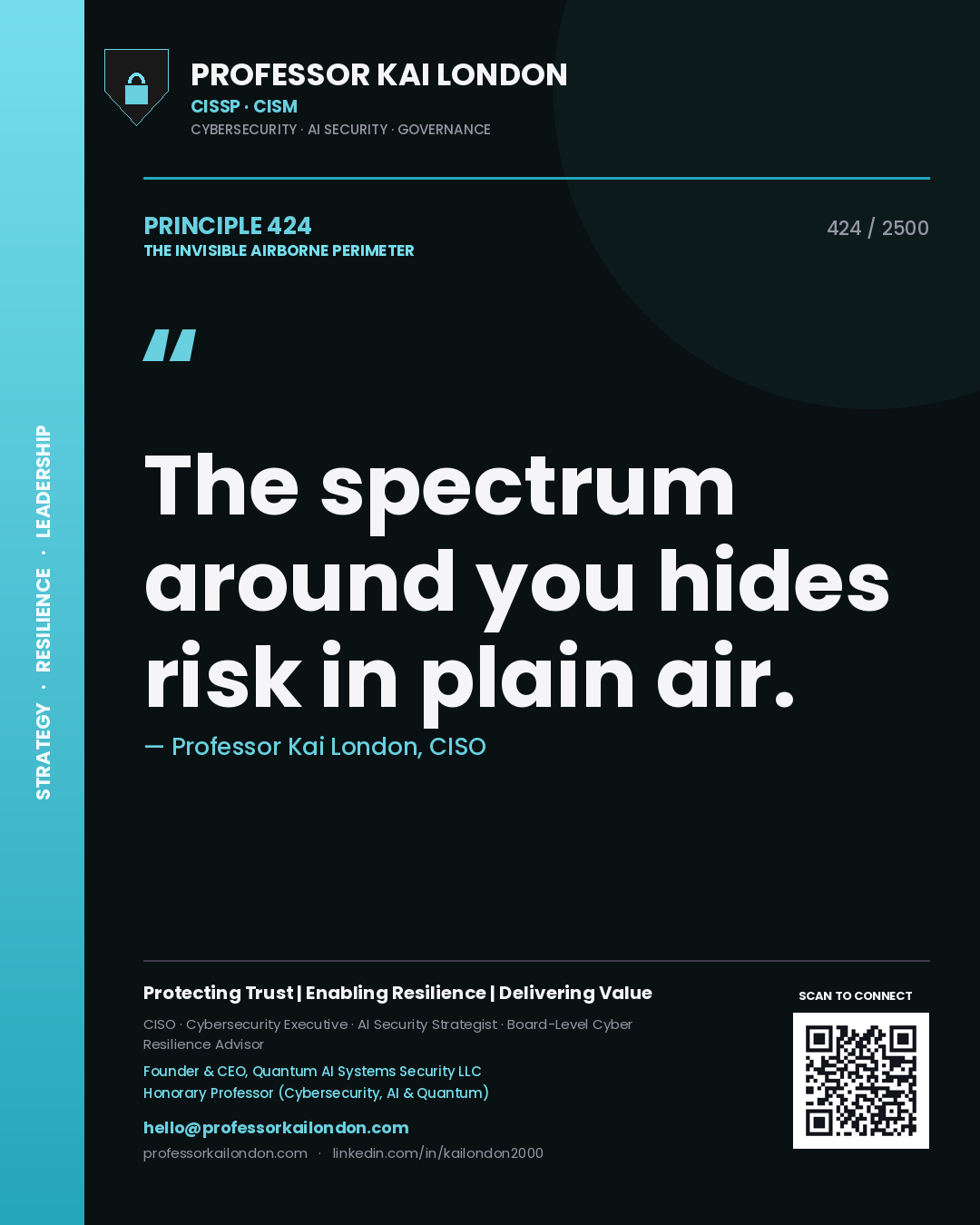 Professor Kai London principle 424: The spectrum around you hides risk in plain air.
