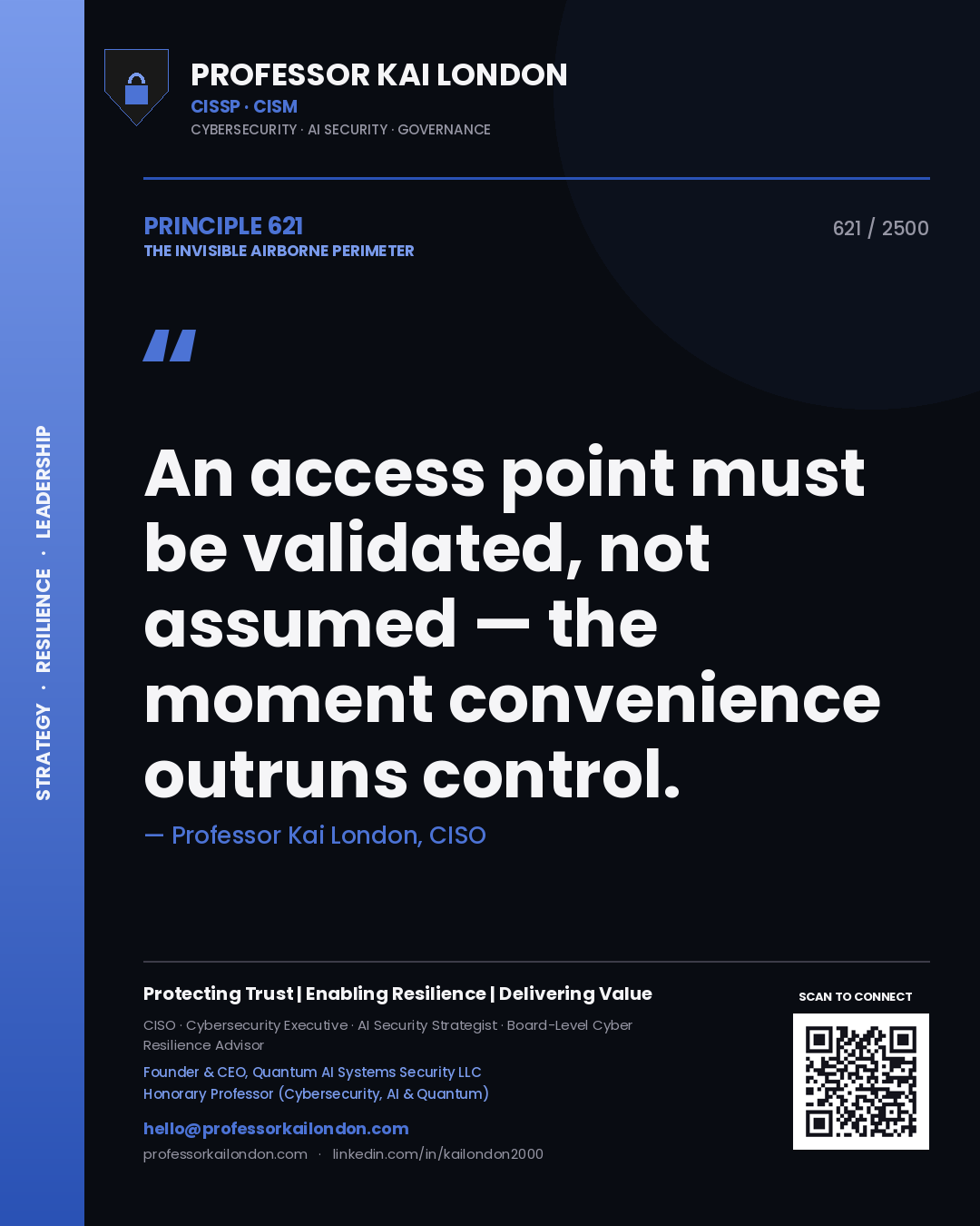 Professor Kai London principle 621: An access point must be validated, not assumed — the moment convenience outruns control.