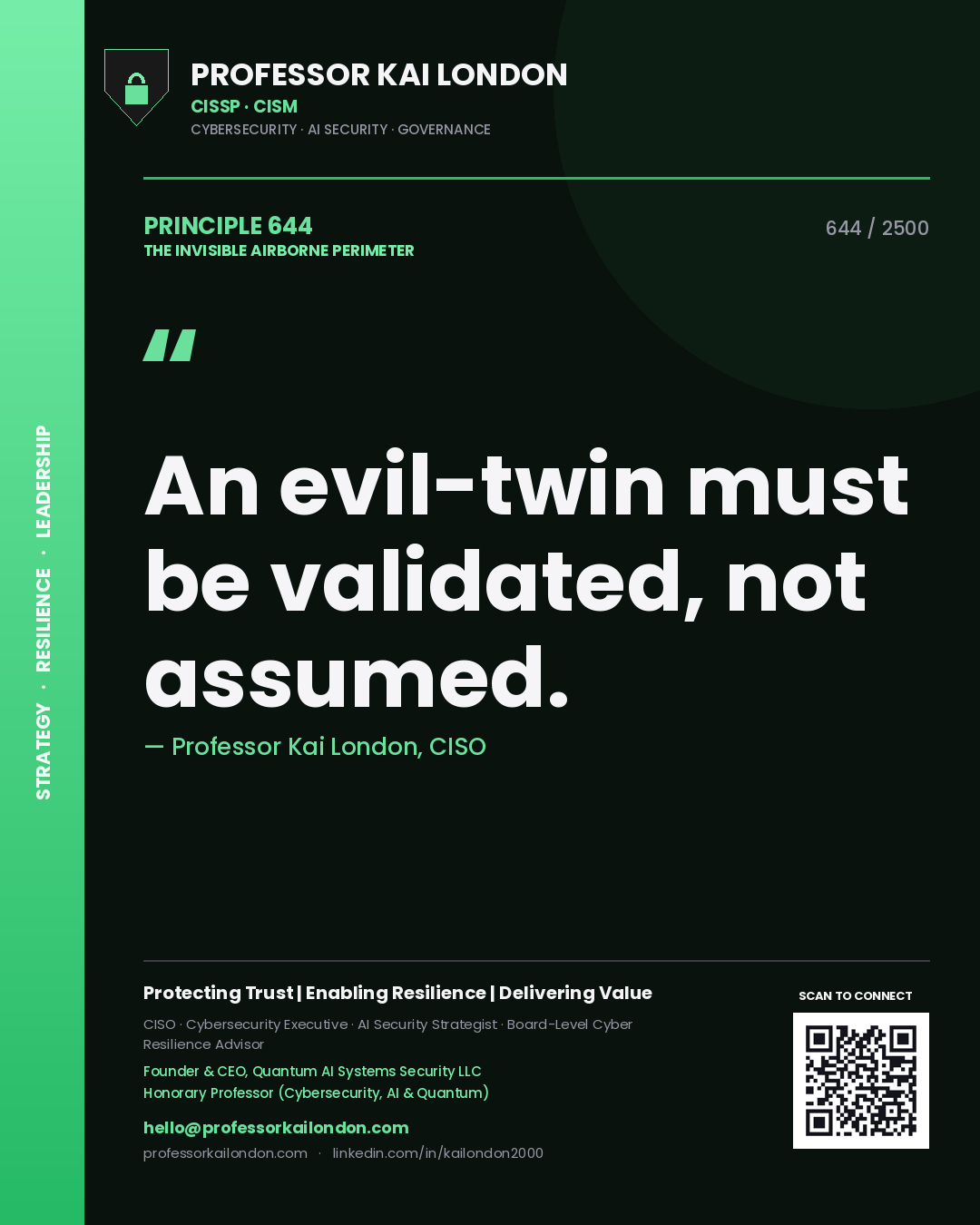 Professor Kai London principle 644: An evil-twin must be validated, not assumed.