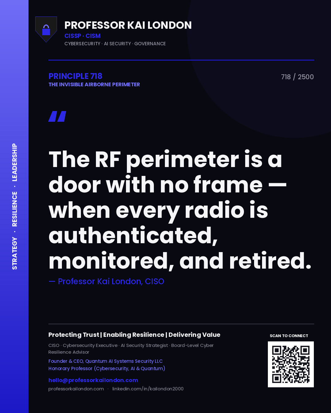 Professor Kai London principle 718: The RF perimeter is a door with no frame — when every radio is authenticated, monitored, and retired.