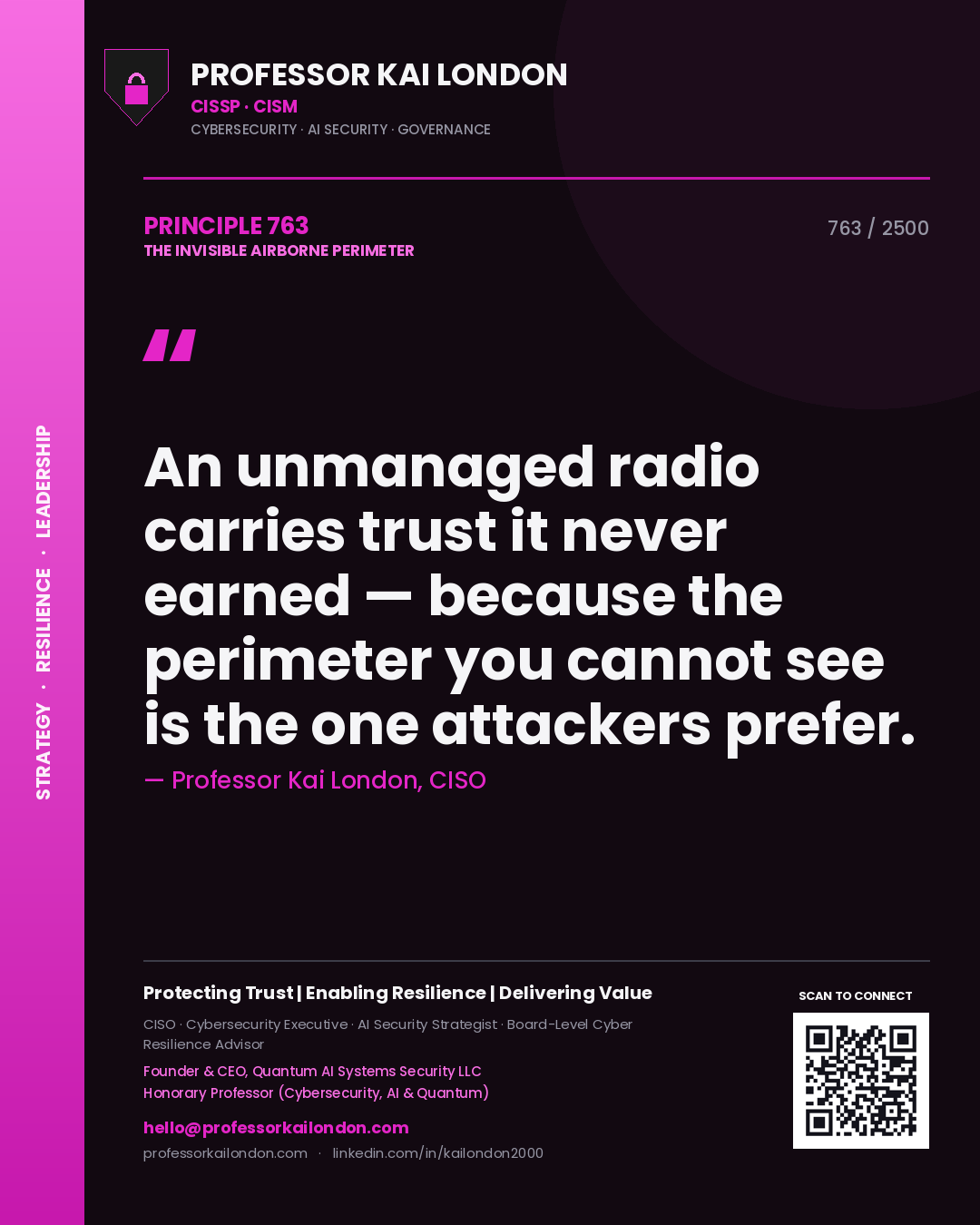 Professor Kai London principle 763: An unmanaged radio carries trust it never earned — because the perimeter you cannot see is the one attackers prefer.