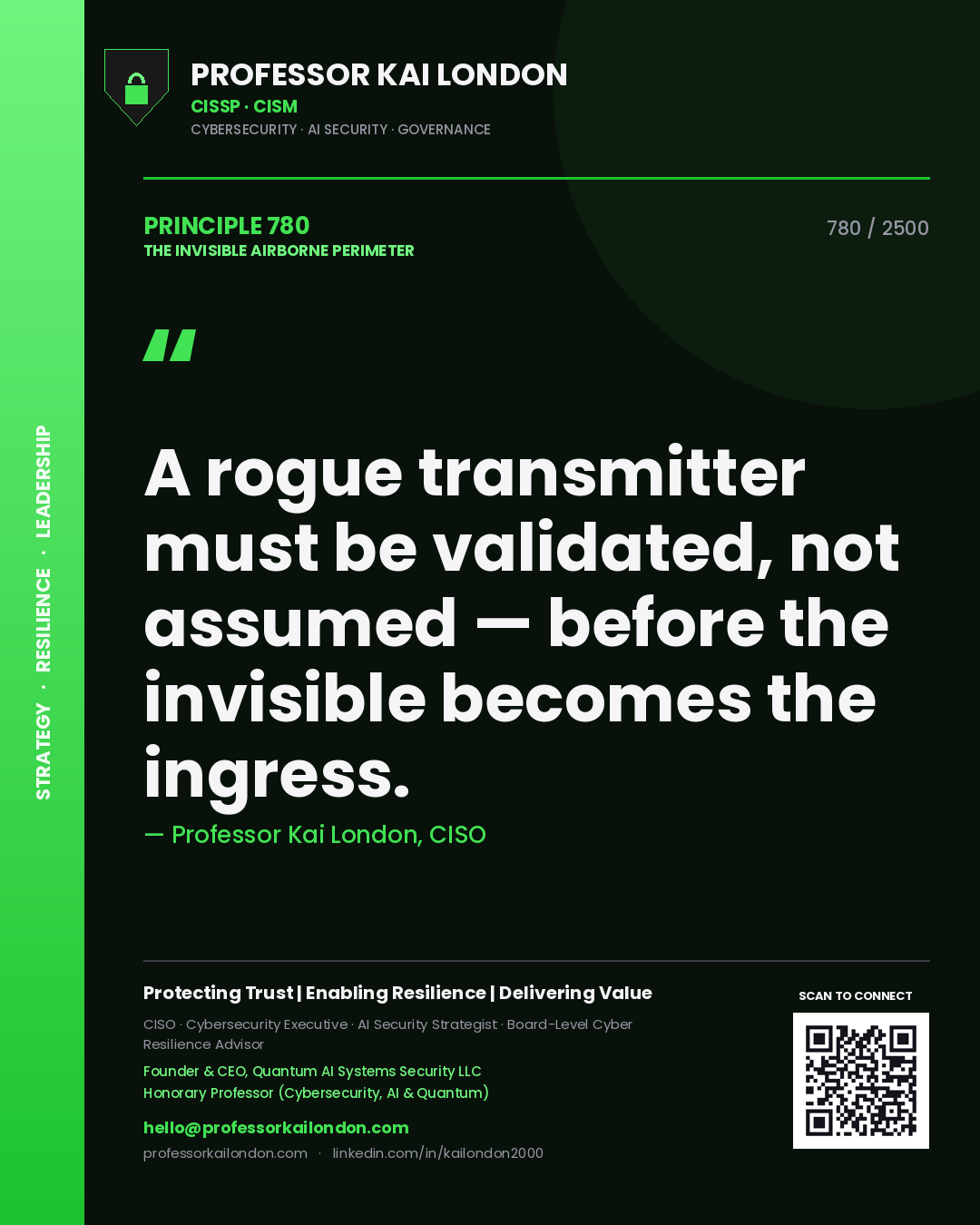 Professor Kai London principle 780: A rogue transmitter must be validated, not assumed — before the invisible becomes the ingress.