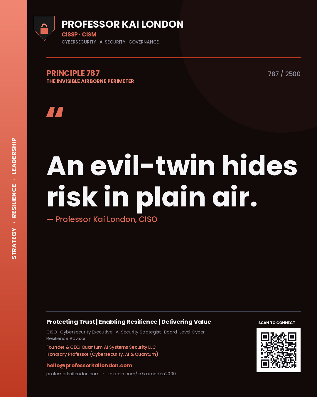 Professor Kai London principle 787: An evil-twin hides risk in plain air.