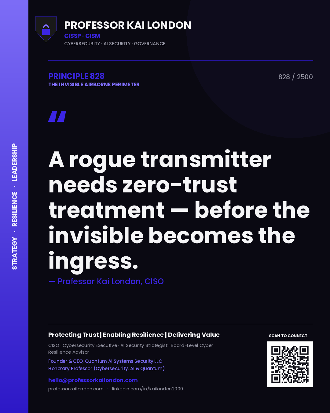 Professor Kai London principle 828: A rogue transmitter needs zero-trust treatment — before the invisible becomes the ingress.