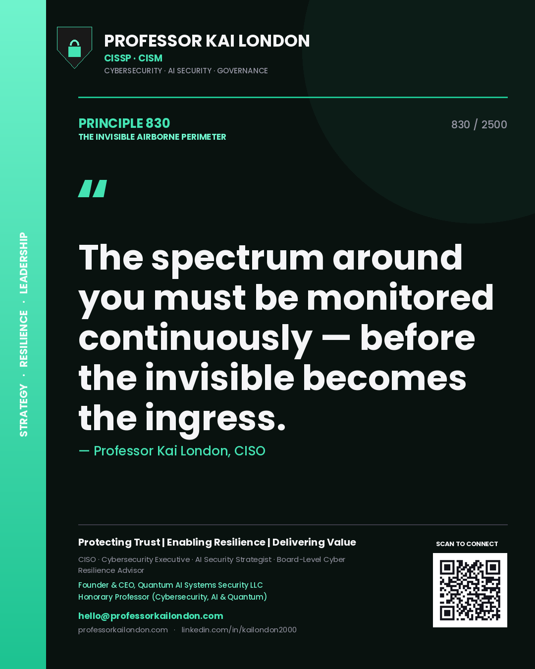 Professor Kai London principle 830: The spectrum around you must be monitored continuously — before the invisible becomes the ingress.