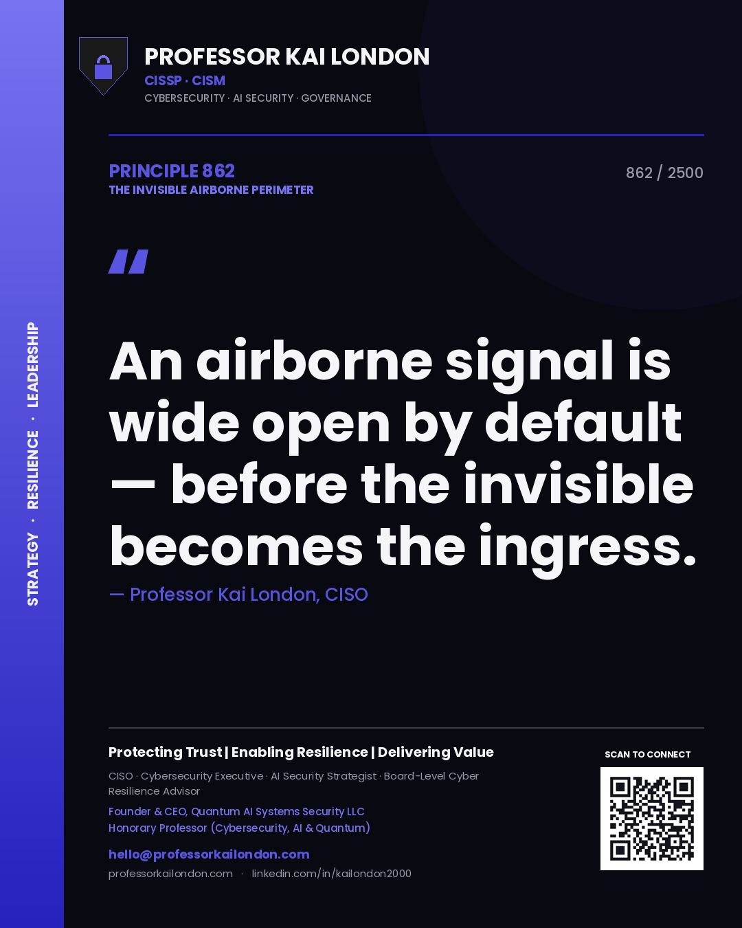 Professor Kai London principle 862: An airborne signal is wide open by default — before the invisible becomes the ingress.