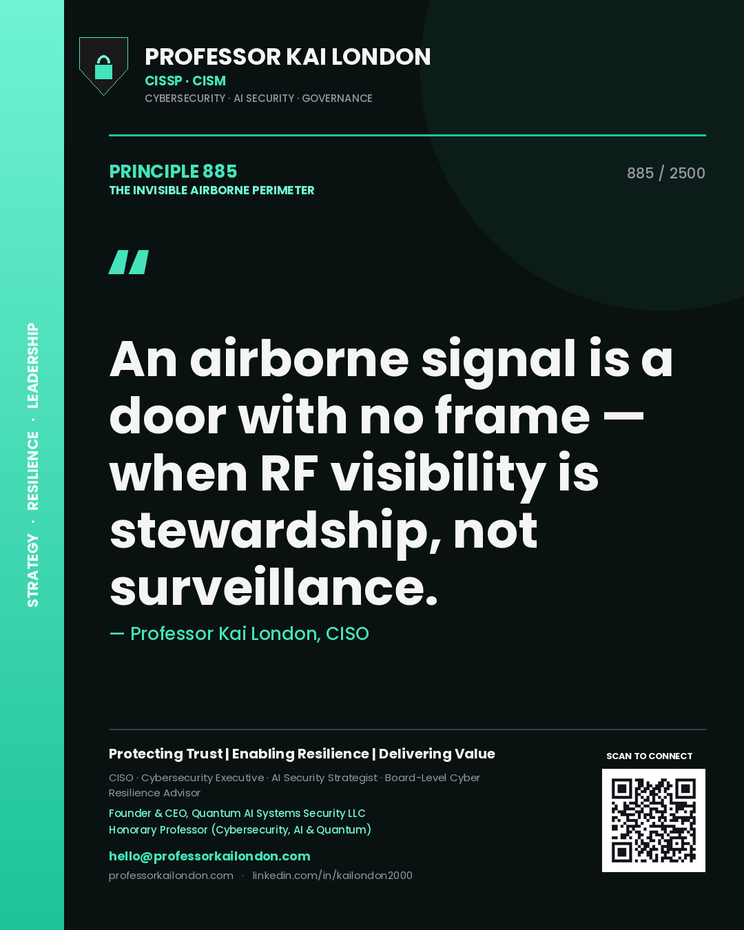 Professor Kai London principle 885: An airborne signal is a door with no frame — when RF visibility is stewardship, not surveillance.