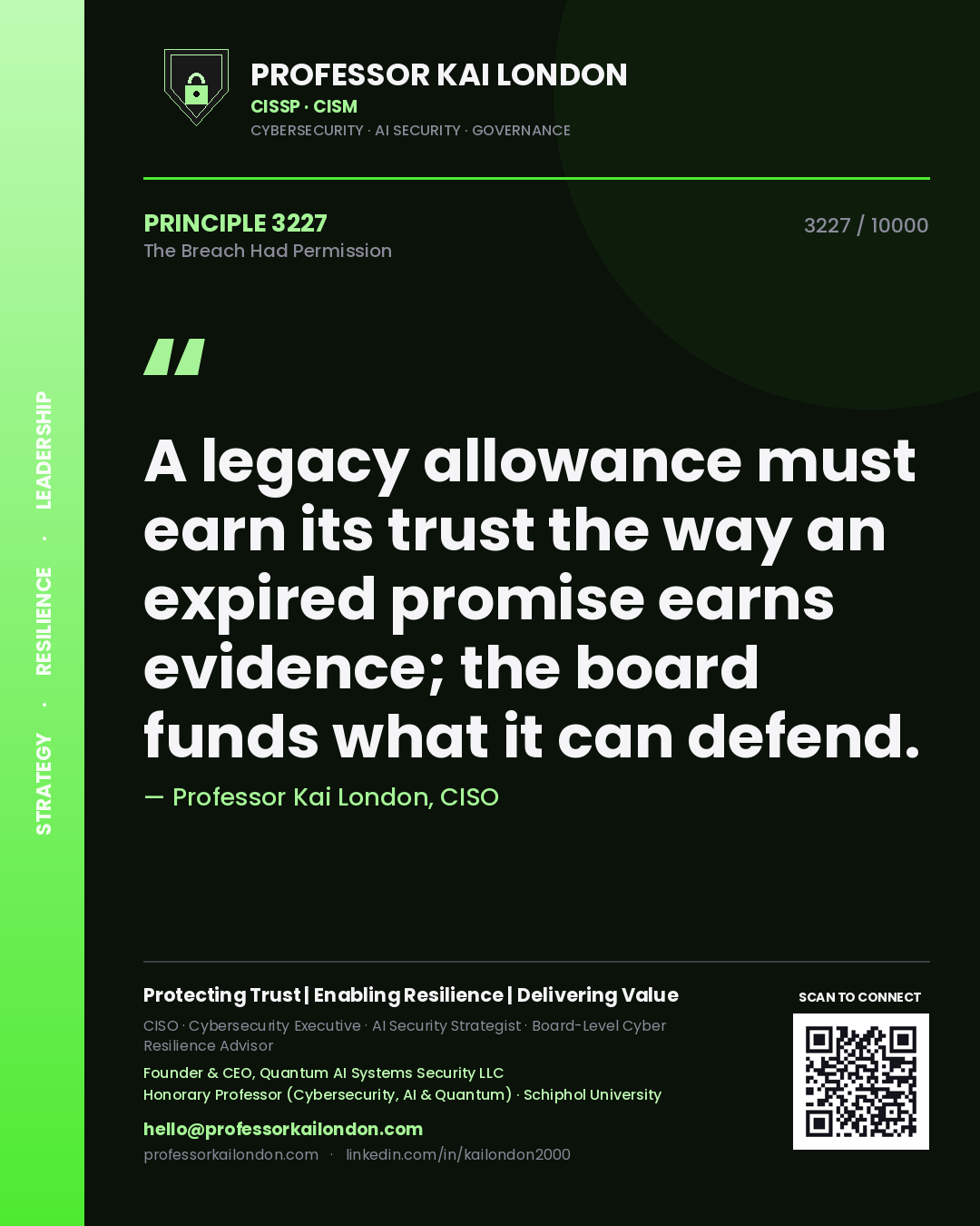 Professor Kai London principle 3227: A legacy allowance must earn its trust the way an expired promise earns evidence; the board funds what it can defend.