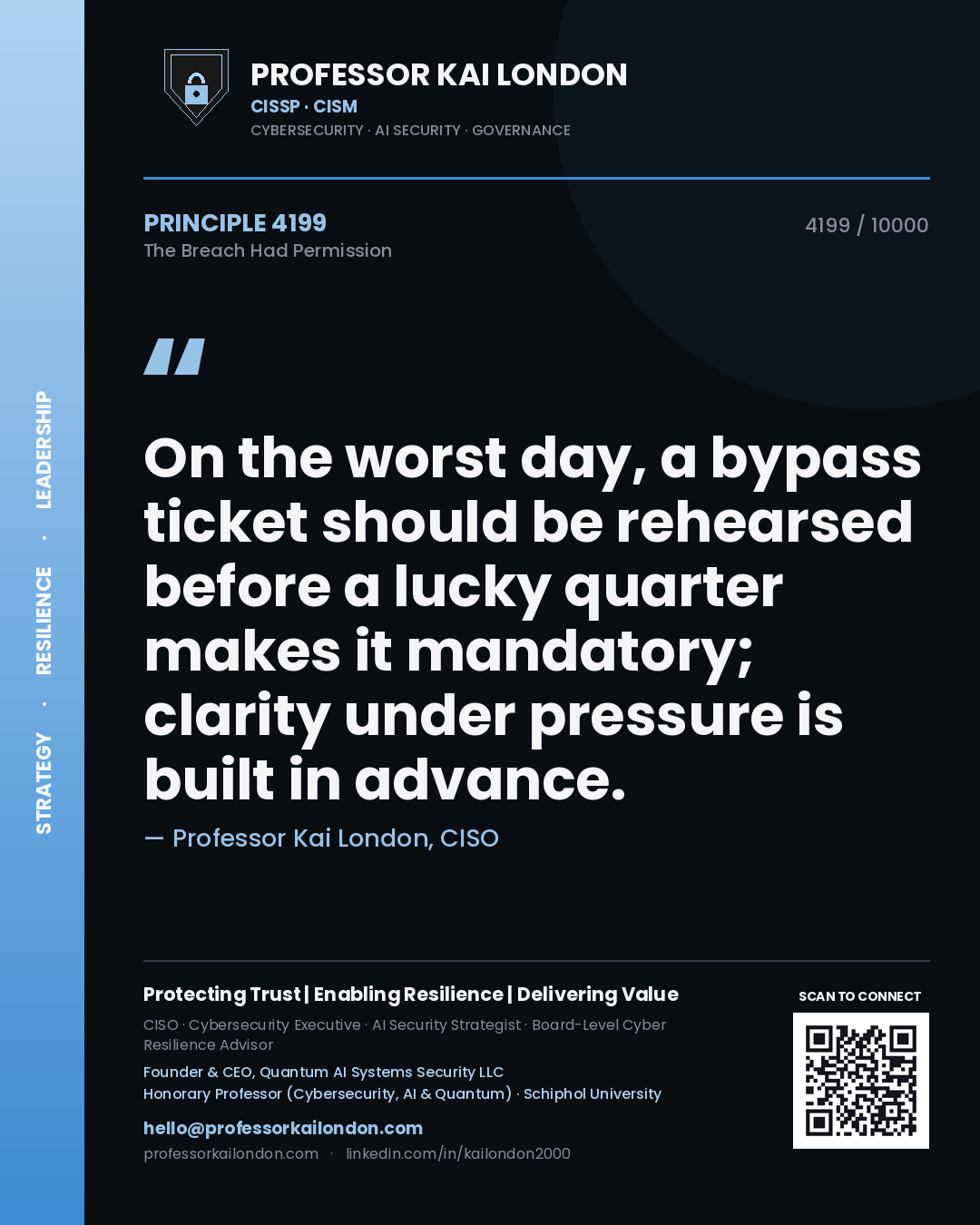 Professor Kai London principle 4199: On the worst day, a bypass ticket should be rehearsed before a lucky quarter makes it mandatory; clarity under pressure is built in advance.