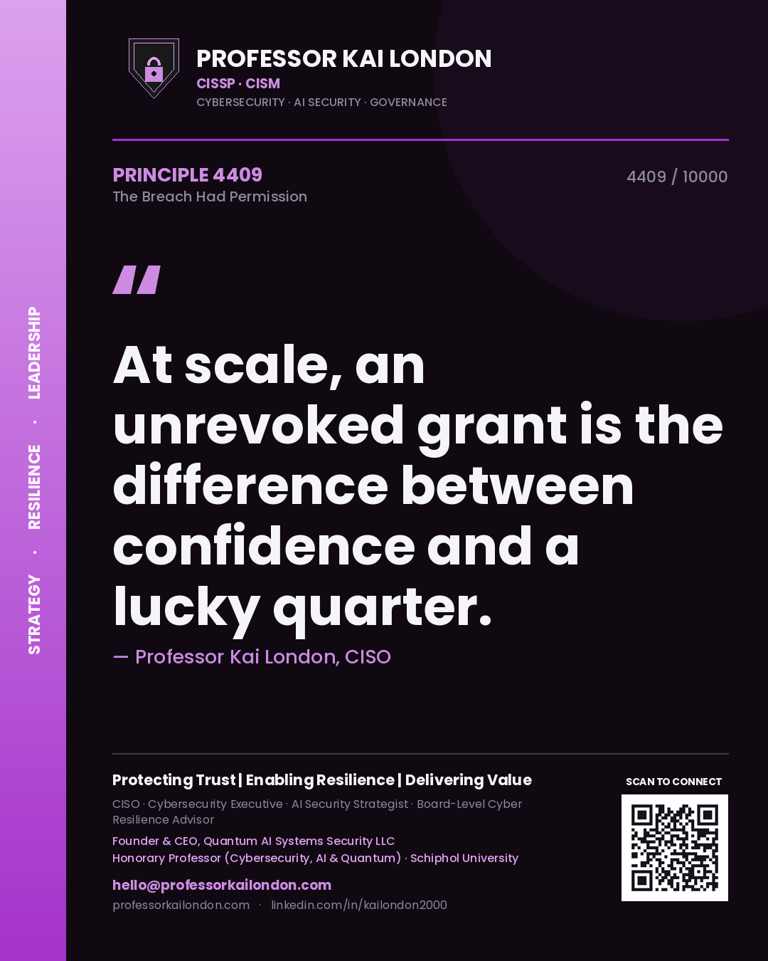 Professor Kai London principle 4409: At scale, an unrevoked grant is the difference between confidence and a lucky quarter.