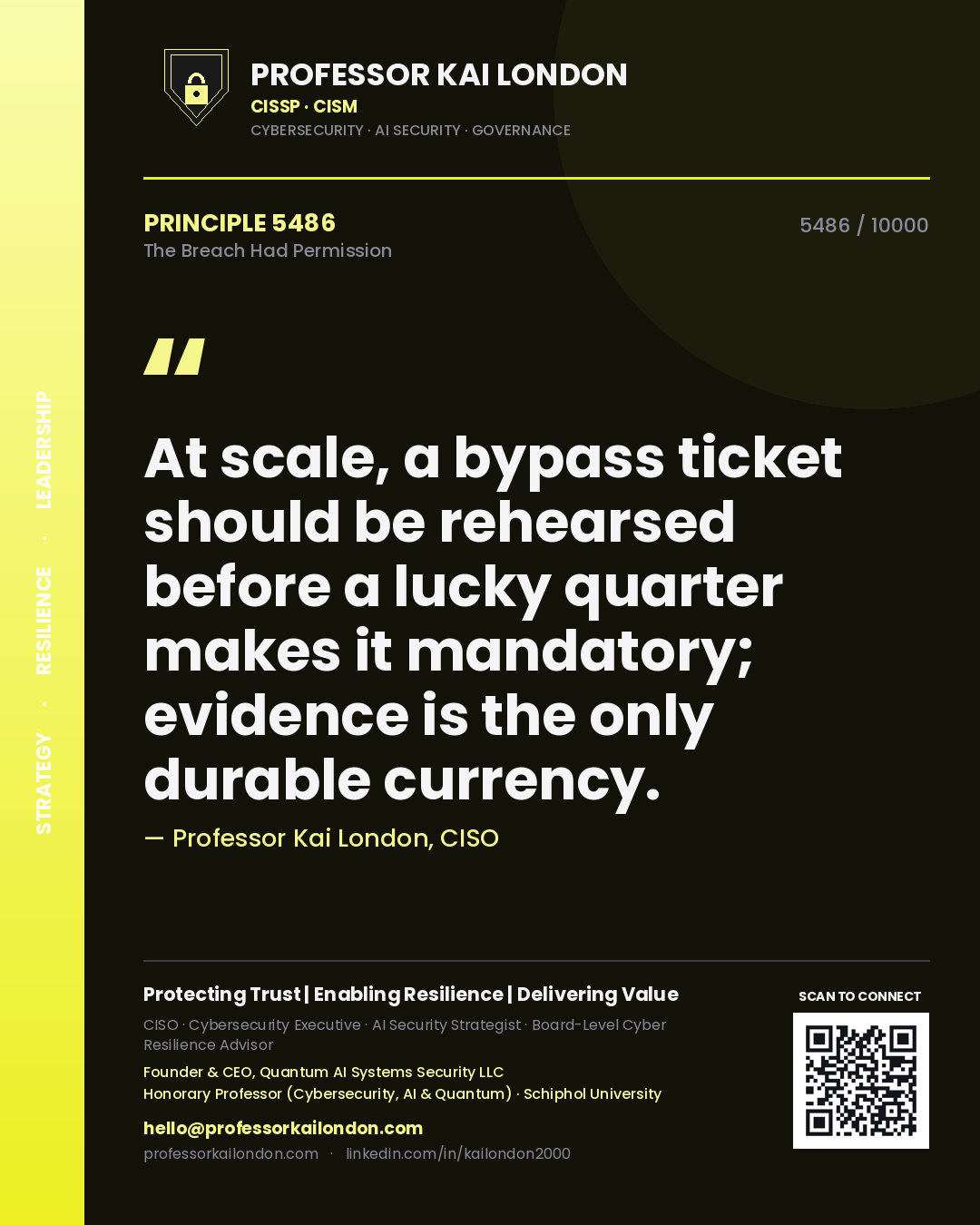 Professor Kai London principle 5486: At scale, a bypass ticket should be rehearsed before a lucky quarter makes it mandatory; evidence is the only durable currency.