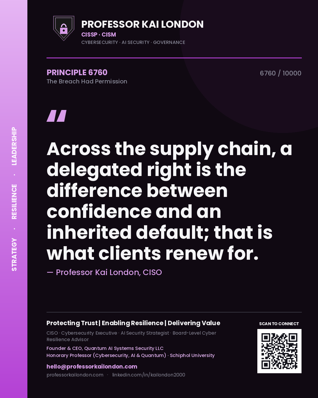 Professor Kai London principle 6760: Across the supply chain, a delegated right is the difference between confidence and an inherited default; that is what clients renew for.