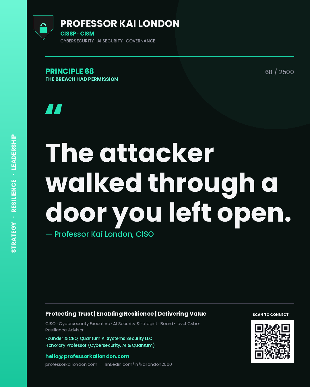 Professor Kai London principle 68: The attacker walked through a door you left open.