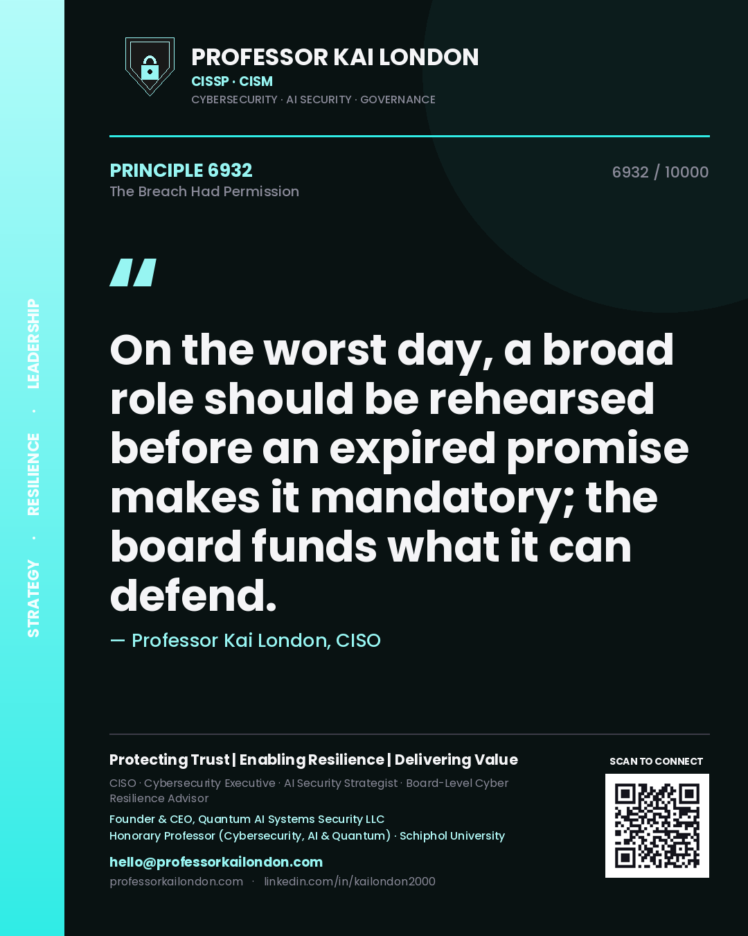 Professor Kai London principle 6932: On the worst day, a broad role should be rehearsed before an expired promise makes it mandatory; the board funds what it can defend.