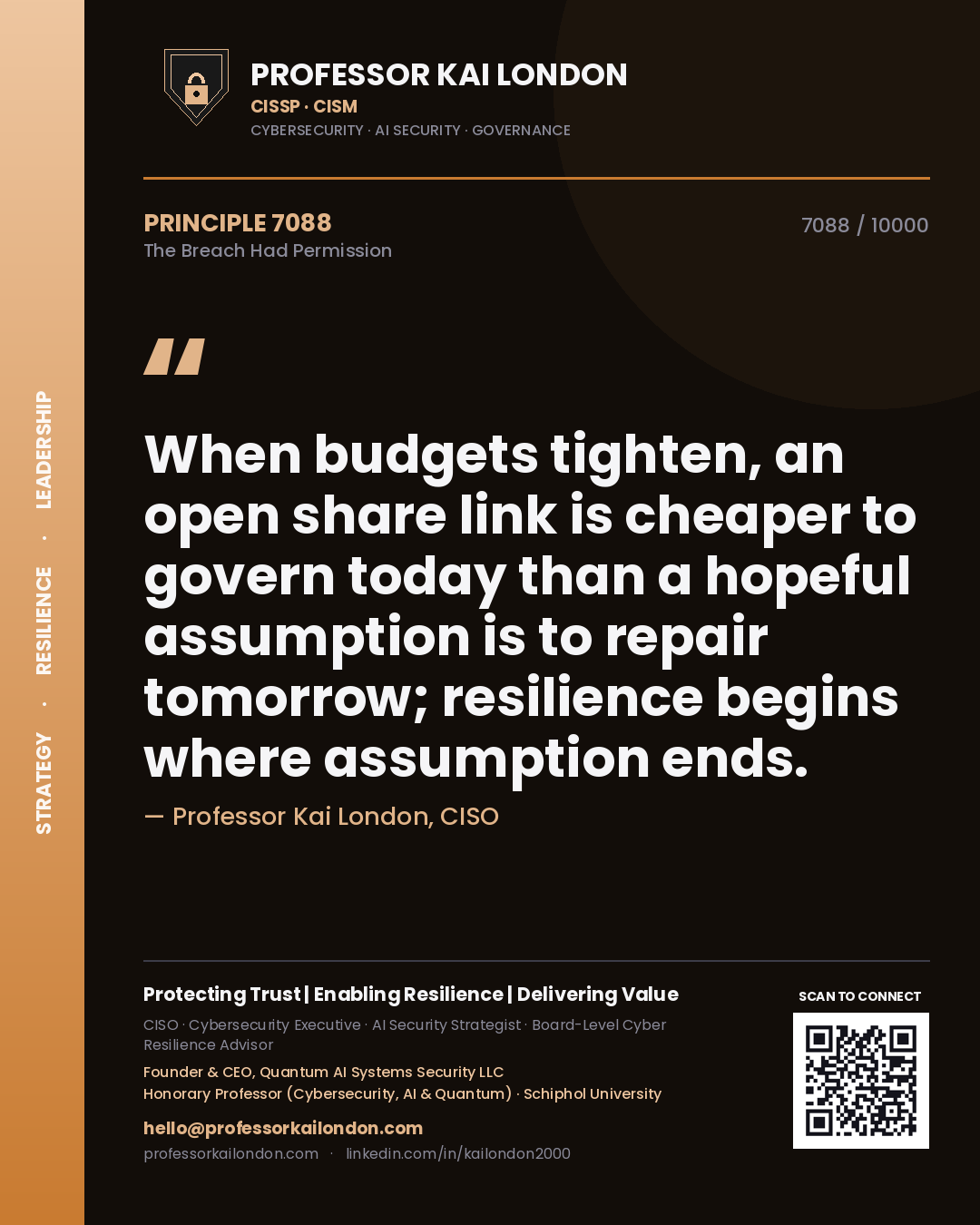 Professor Kai London principle 7088: When budgets tighten, an open share link is cheaper to govern today than a hopeful assumption is to repair tomorrow; resilience begins where assumption ends.