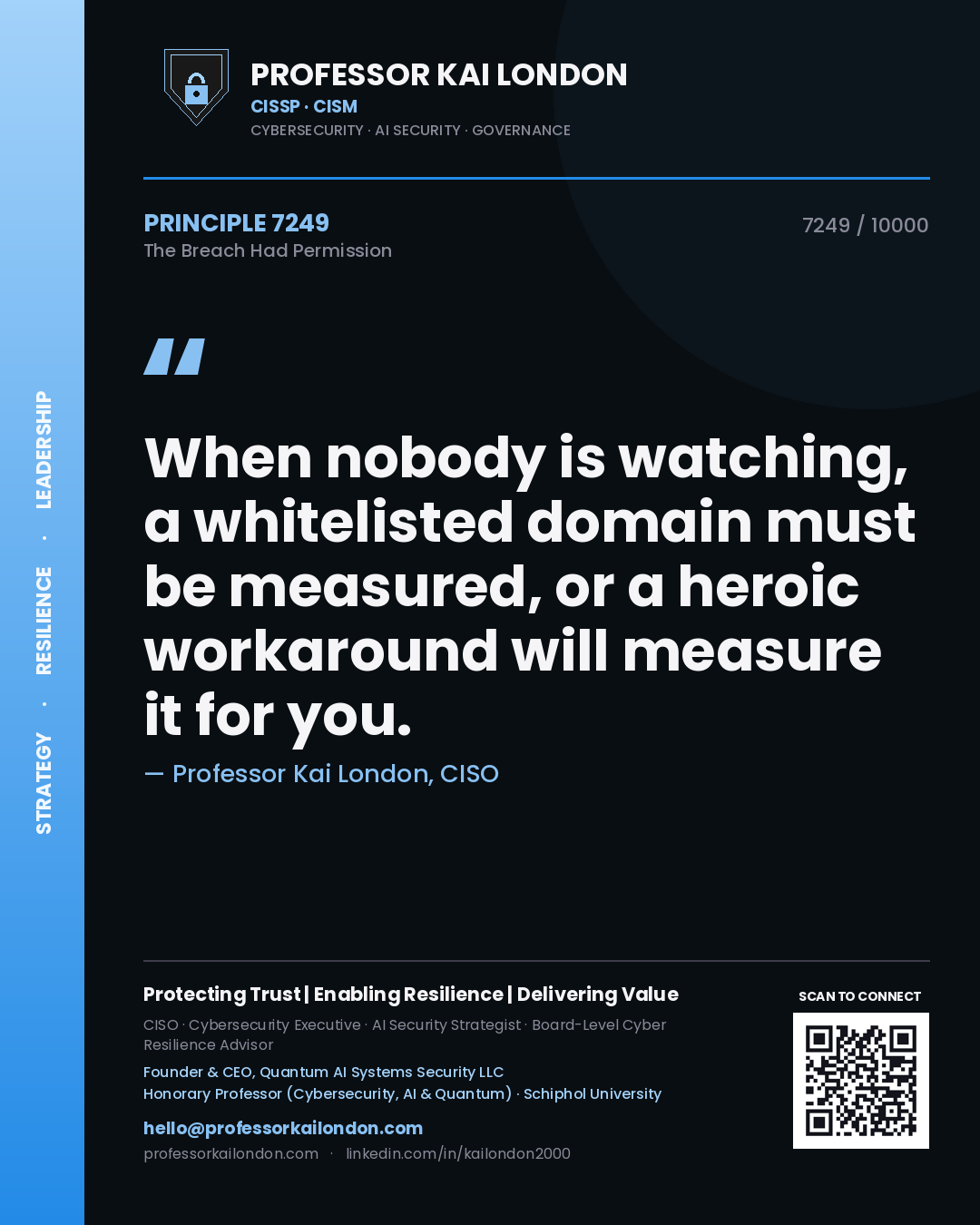 Professor Kai London principle 7249: When nobody is watching, a whitelisted domain must be measured, or a heroic workaround will measure it for you.