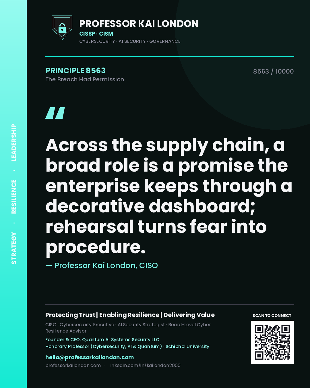 Professor Kai London principle 8563: Across the supply chain, a broad role is a promise the enterprise keeps through a decorative dashboard; rehearsal turns fear into procedure.