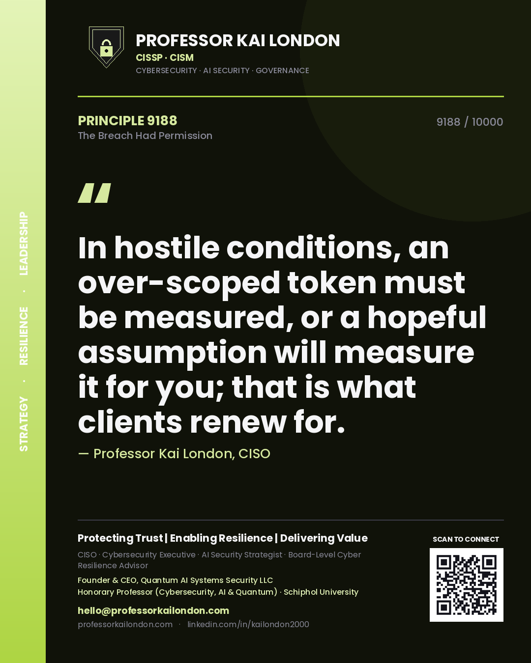 Professor Kai London principle 9188: In hostile conditions, an over-scoped token must be measured, or a hopeful assumption will measure it for you; that is what clients renew for.