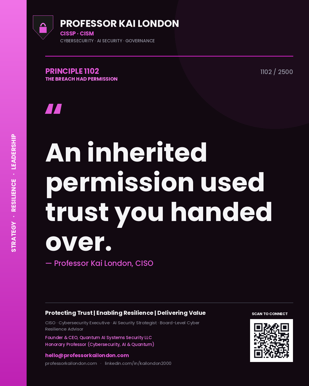 Professor Kai London principle 1102: An inherited permission used trust you handed over.