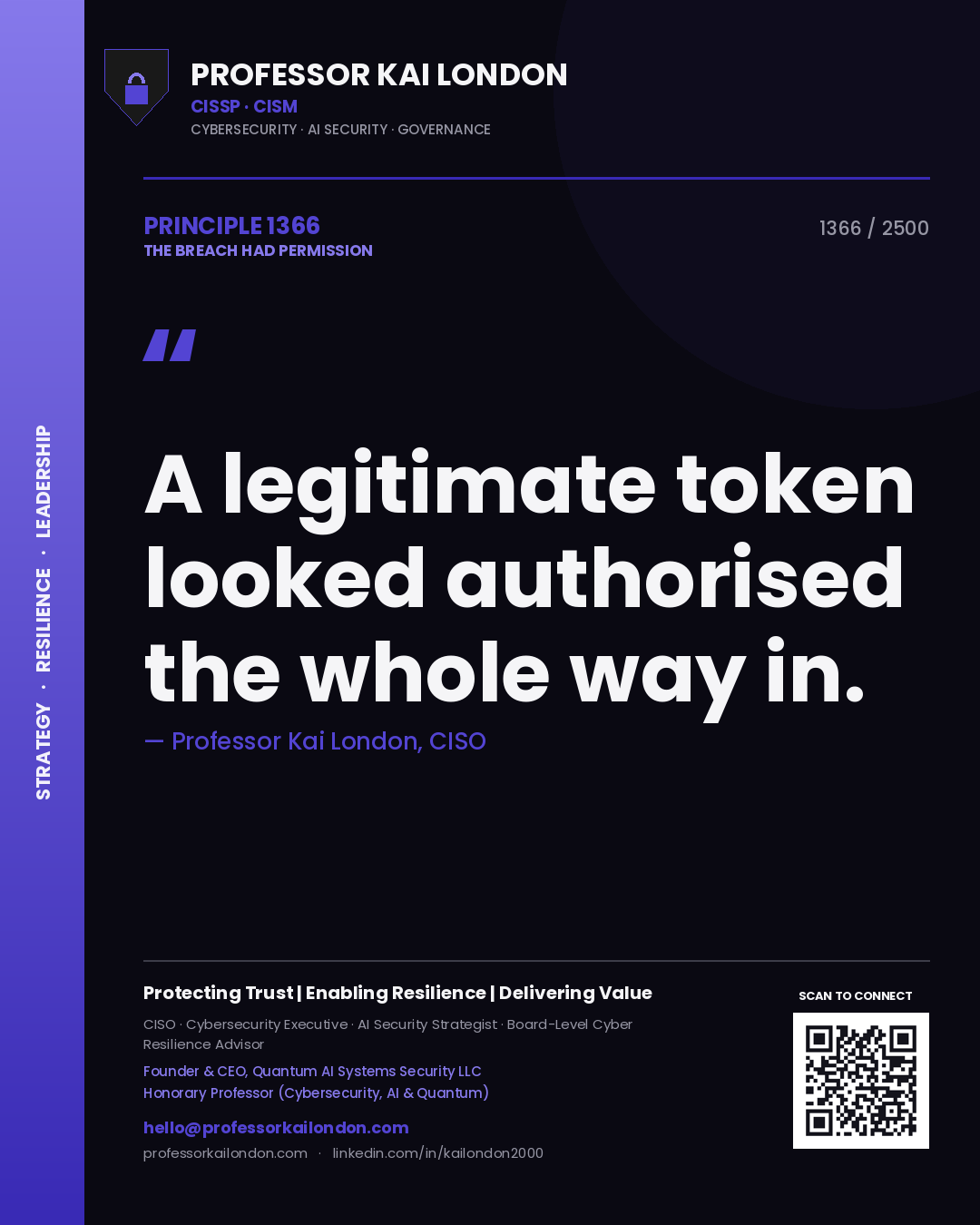 Professor Kai London principle 1366: A legitimate token looked authorised the whole way in.