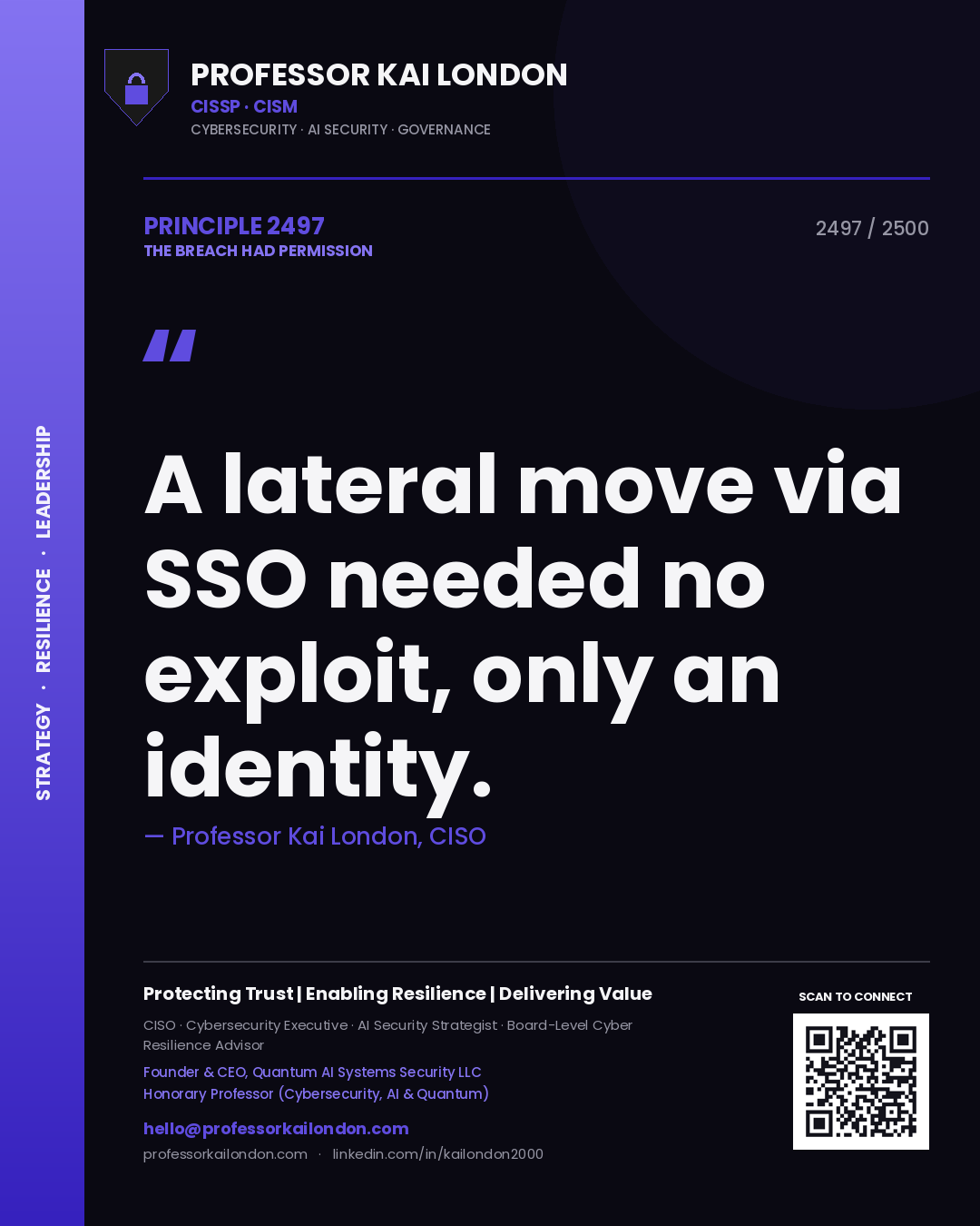 Professor Kai London principle 2497: A lateral move via SSO needed no exploit, only an identity.